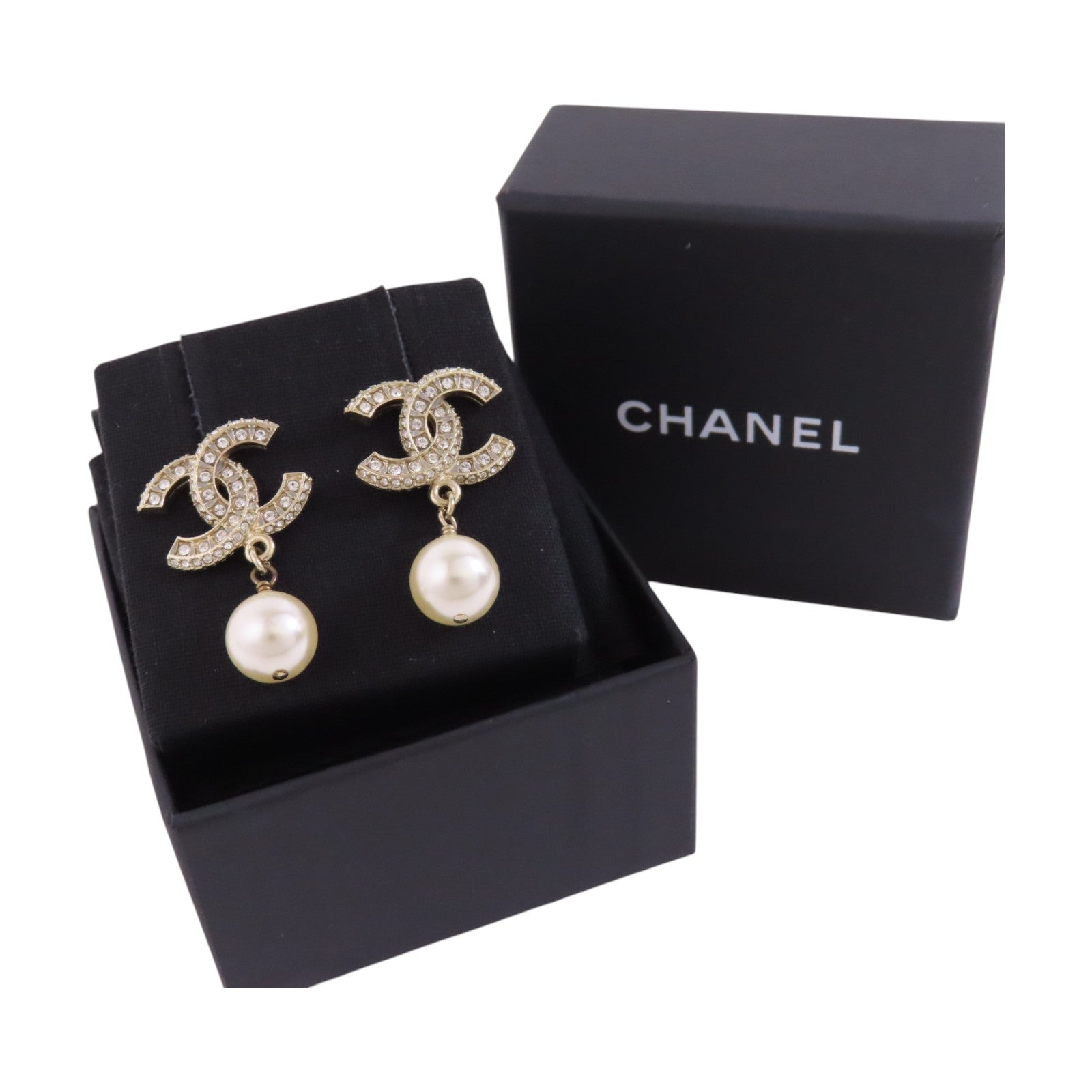 CHANEL 金屬/仿珍珠/水鑽Earrings金扣耳環