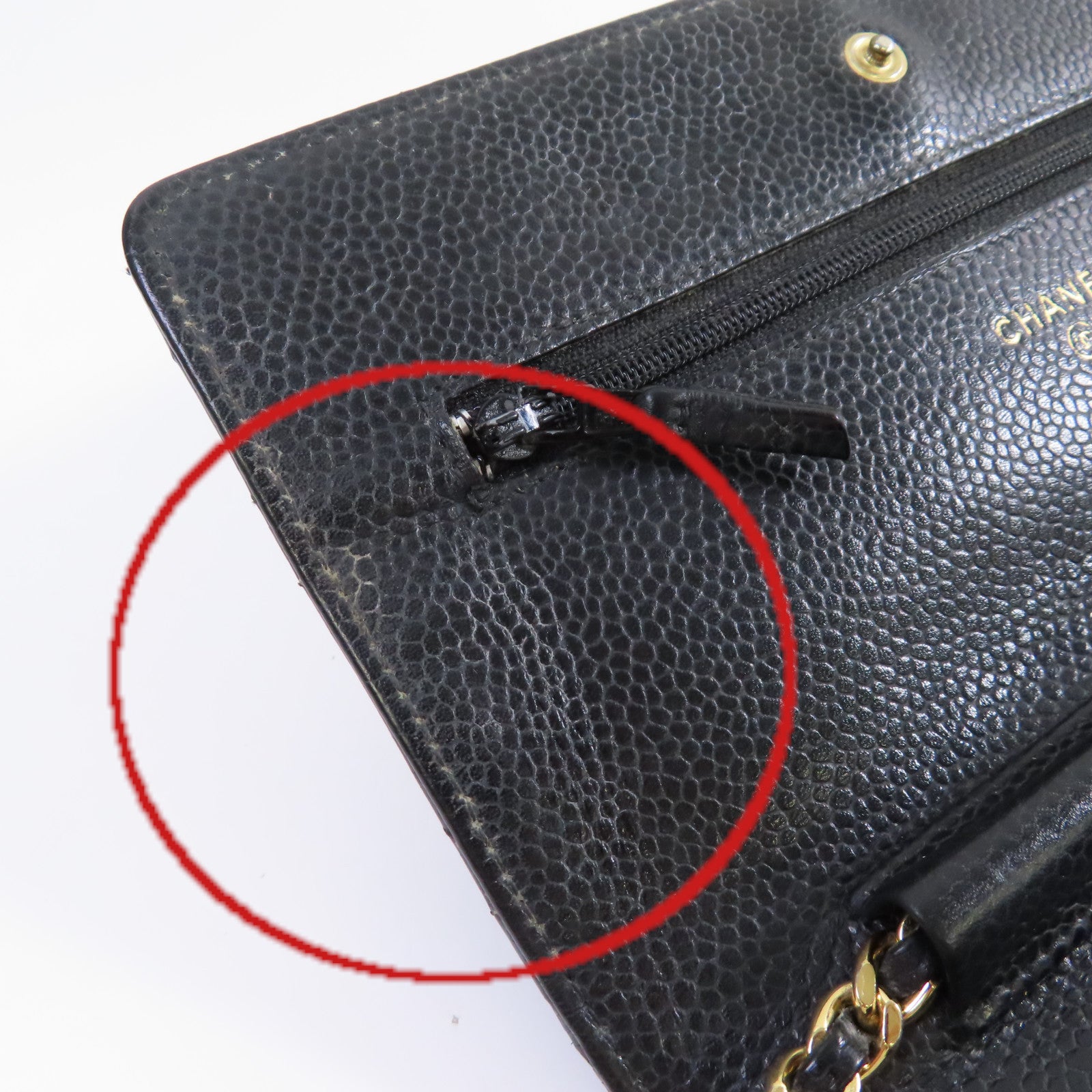 CHANEL 【激減優惠】菱格Caviar皮革WOC Wallet On Chain Shoulder Bag金扣鏈帶肩背袋黑色