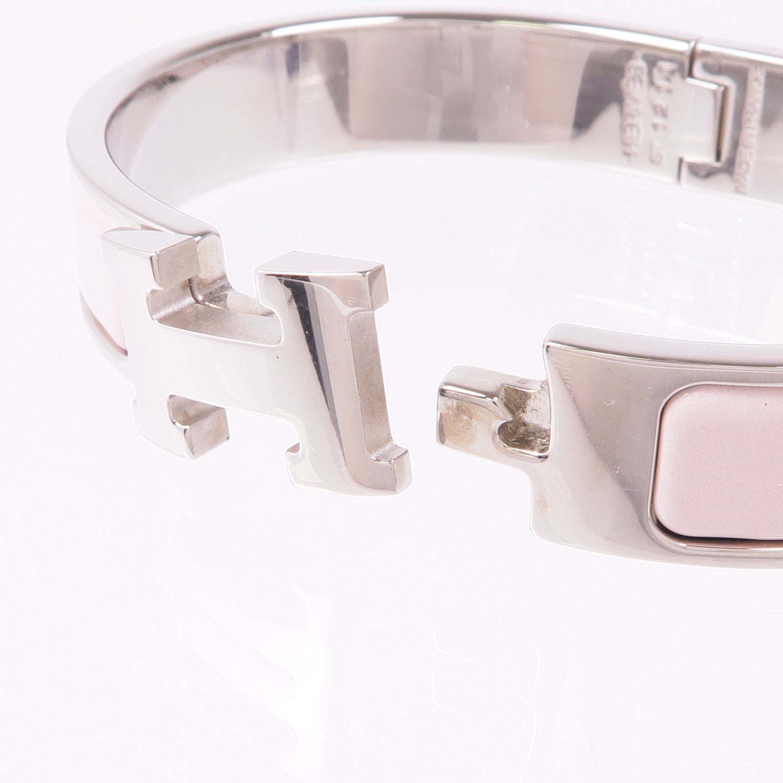 HERMES 金屬/琺瑯Clic H手鐲Rose Sakura