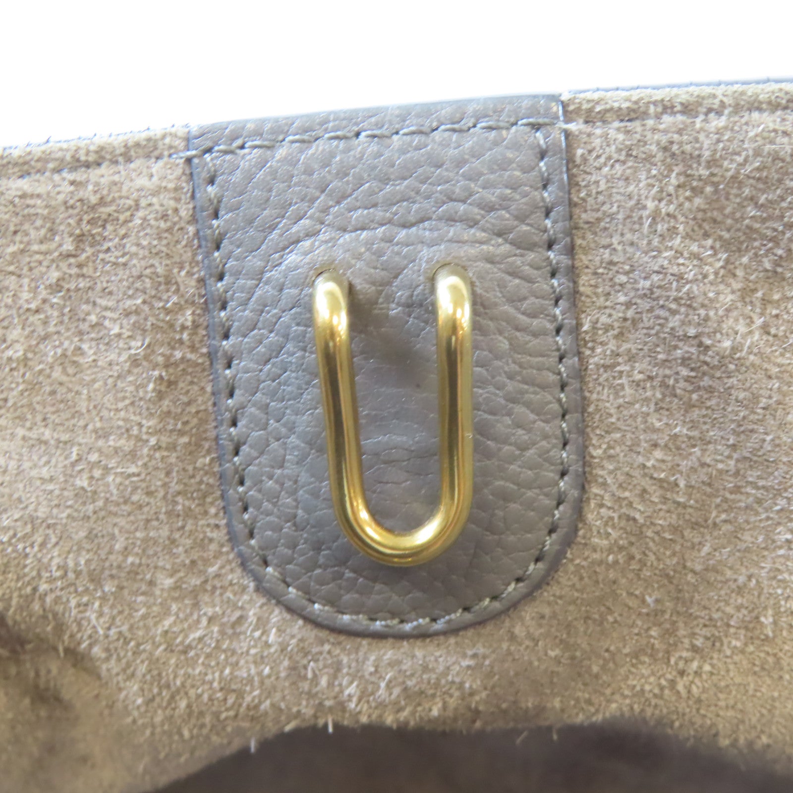 CELINE 牛皮皮革Shoulder Bag金扣肩背袋灰色