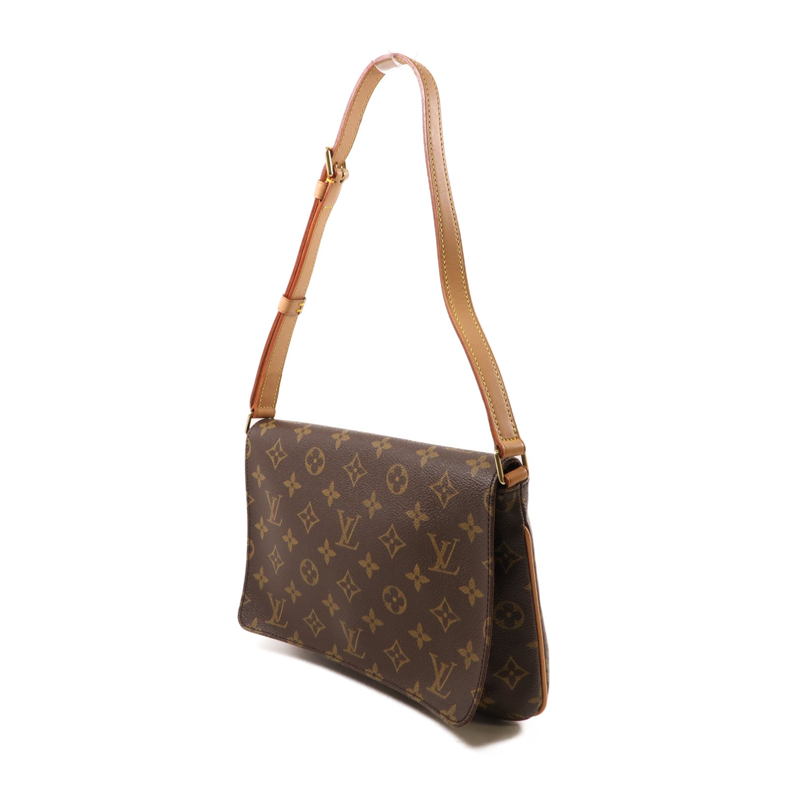 LOUIS VUITTON Monogram Musette Tango金扣肩背袋棕色