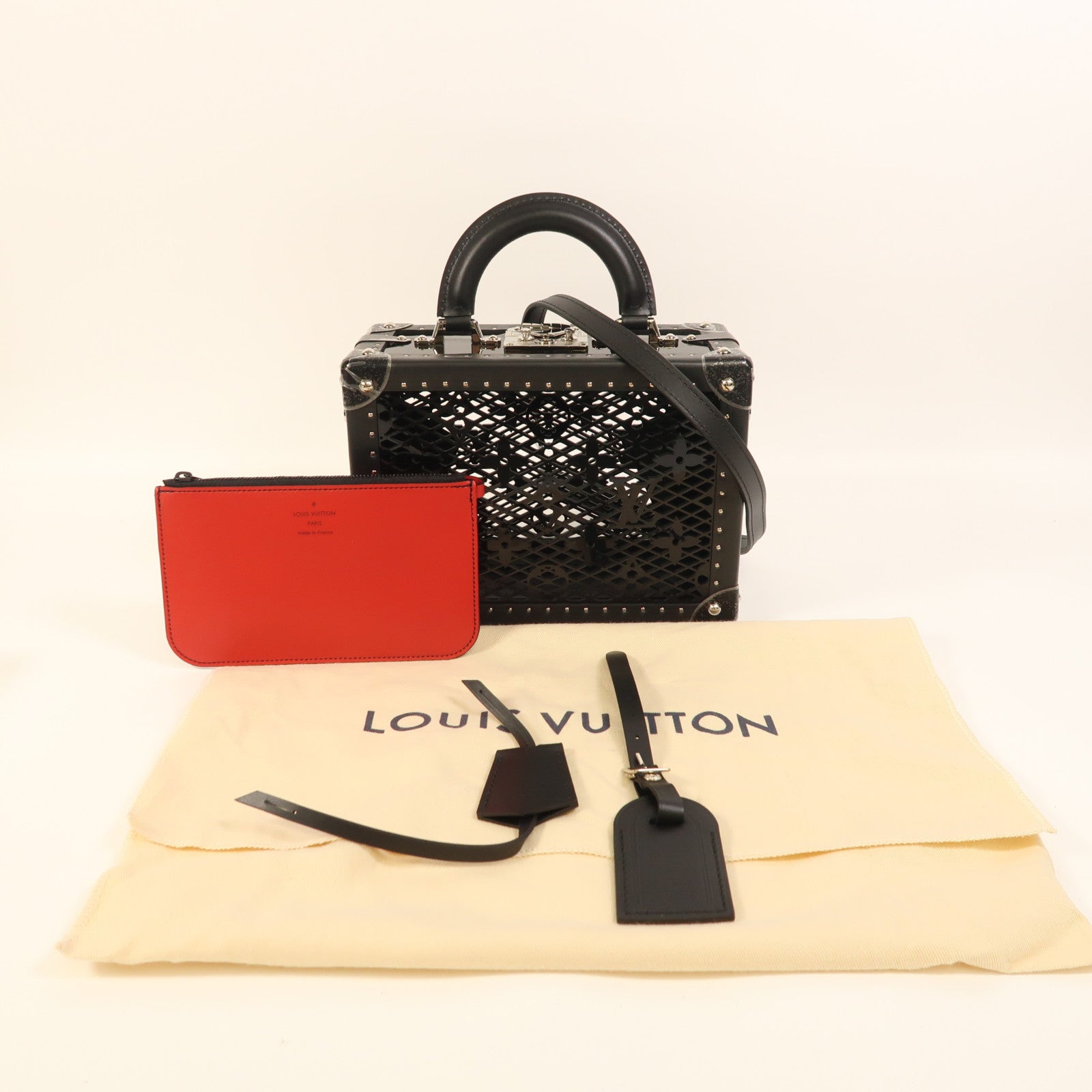 LOUIS VUITTON 牛皮皮革/PVC Petite Valise銀扣手挽肩背兩用袋