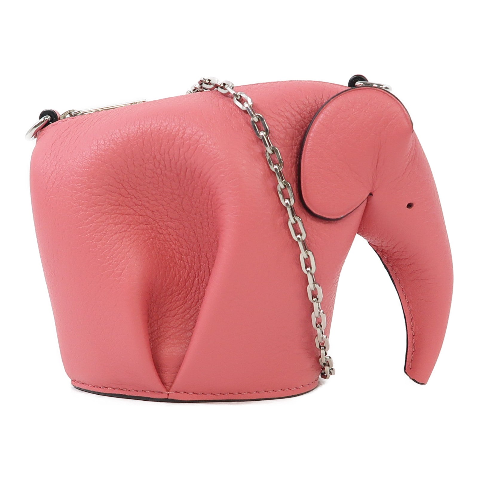 LOEWE 牛皮皮革Elephant Chain Bag銀扣鏈帶肩背袋粉紅色
