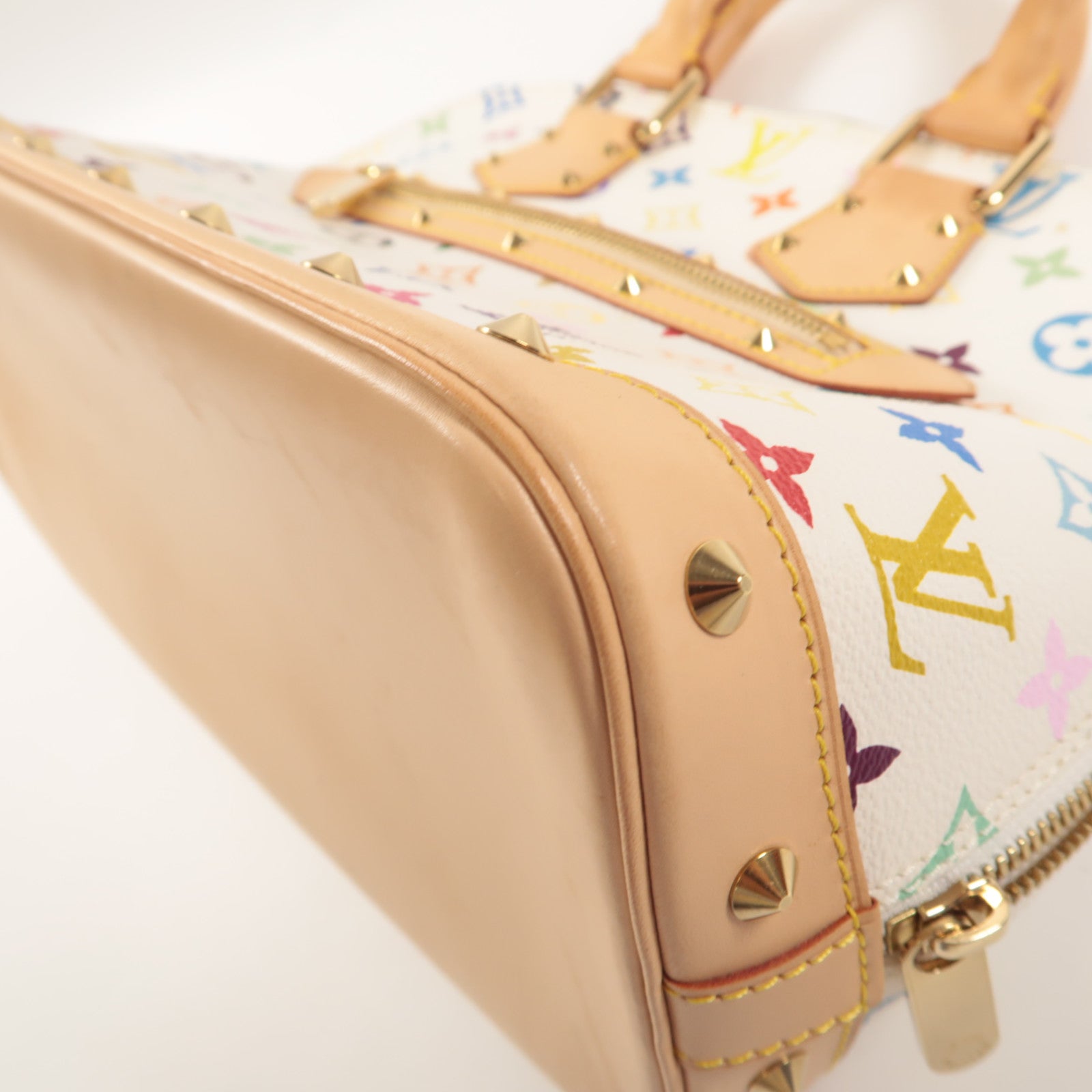 LOUIS VUITTON Monogram Multicolore Alma金扣手挽袋白色/彩色