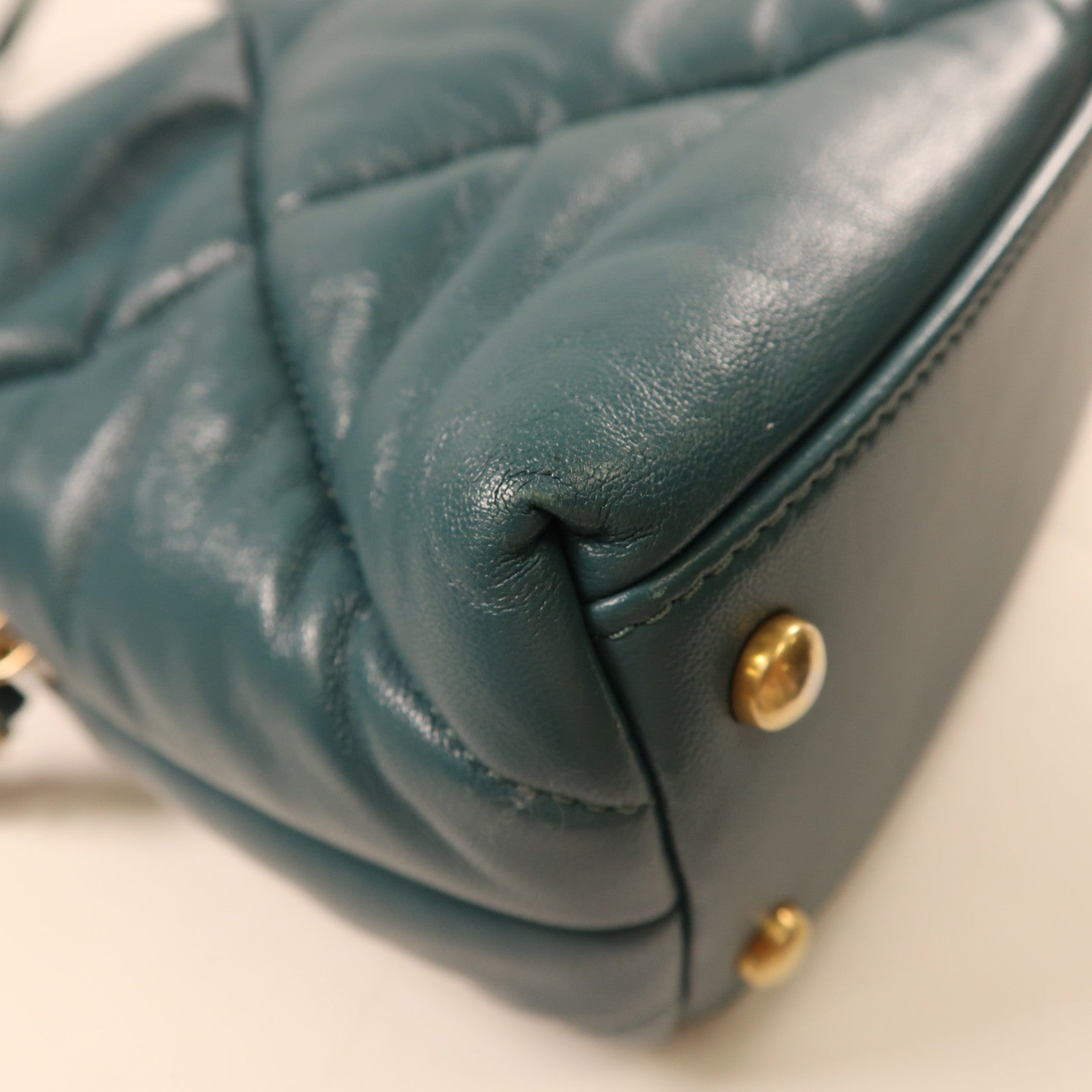 CHANEL 羊皮皮革Shoulder Bag金扣鏈帶肩背袋藍色