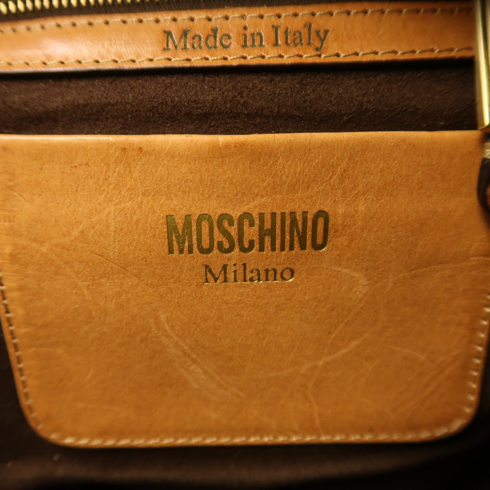 MOSCHINO 【激減優惠】牛皮皮革Betty Collection金扣背包啡色