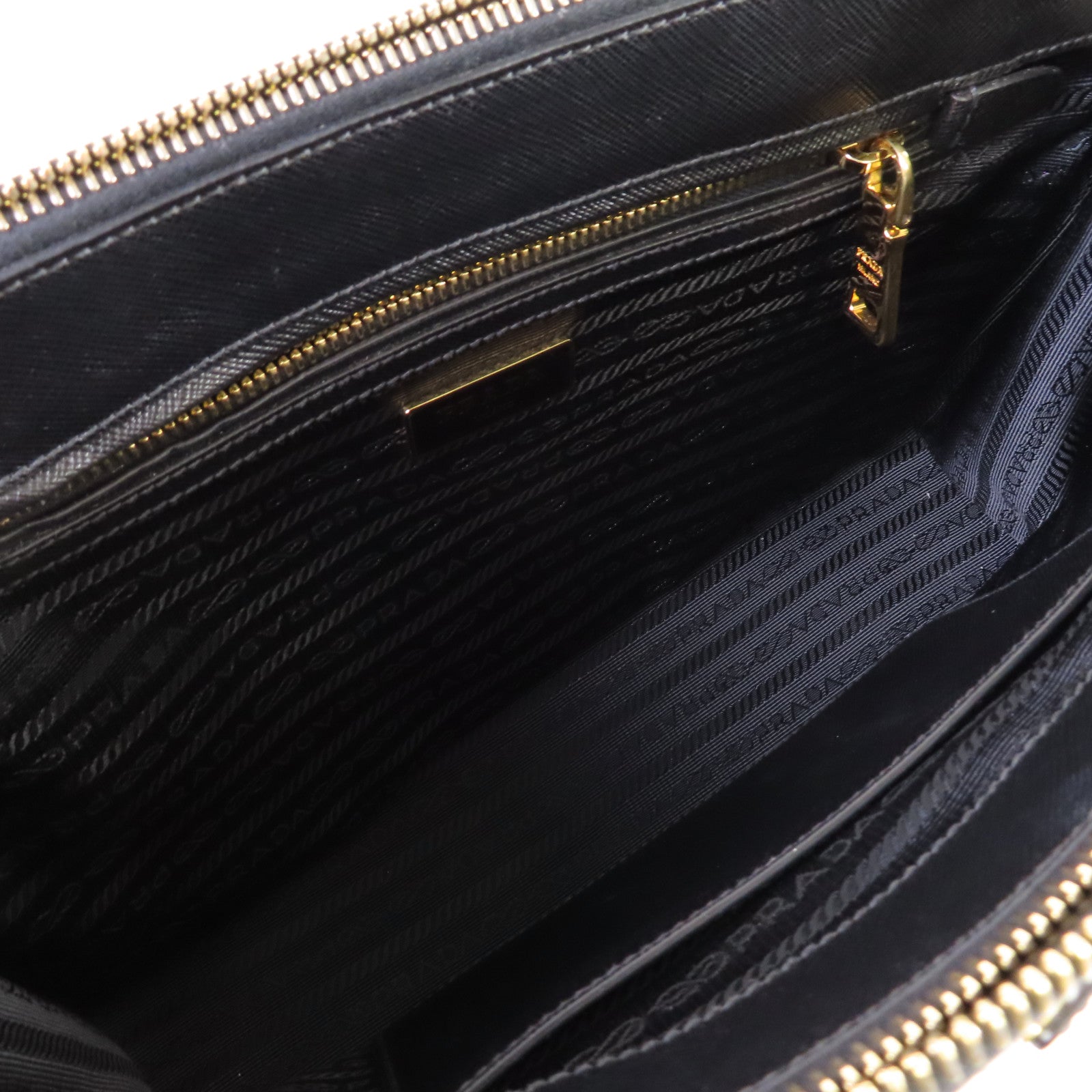PRADA Saffiano Lux皮革Galleria 2Way Shoulder Bag金扣手挽肩背兩用袋黑色