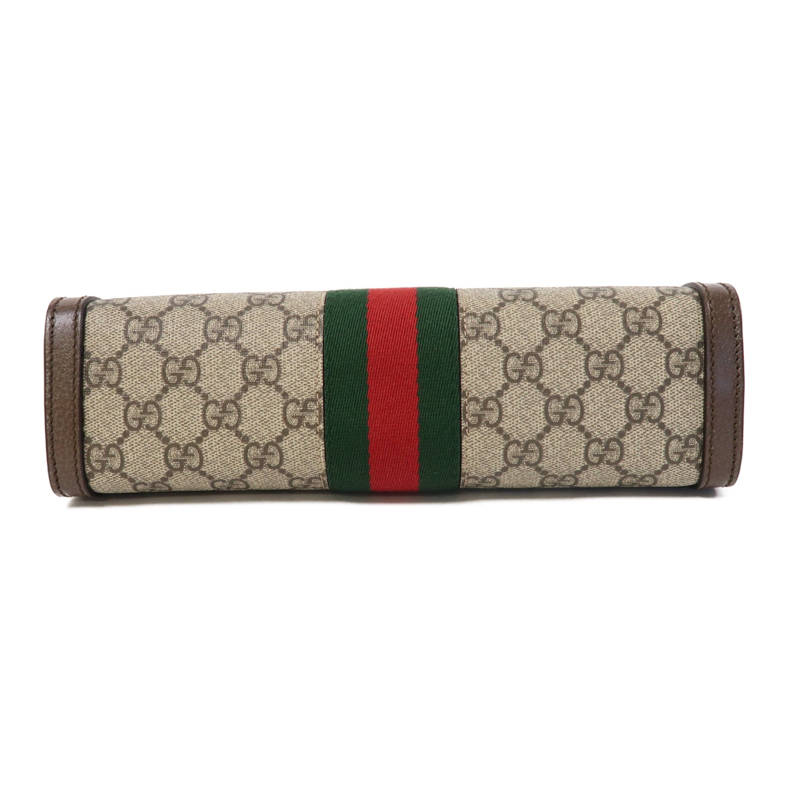 GUCCI 塗層帆布Ophidia GG金扣鏈帶肩背袋啡色