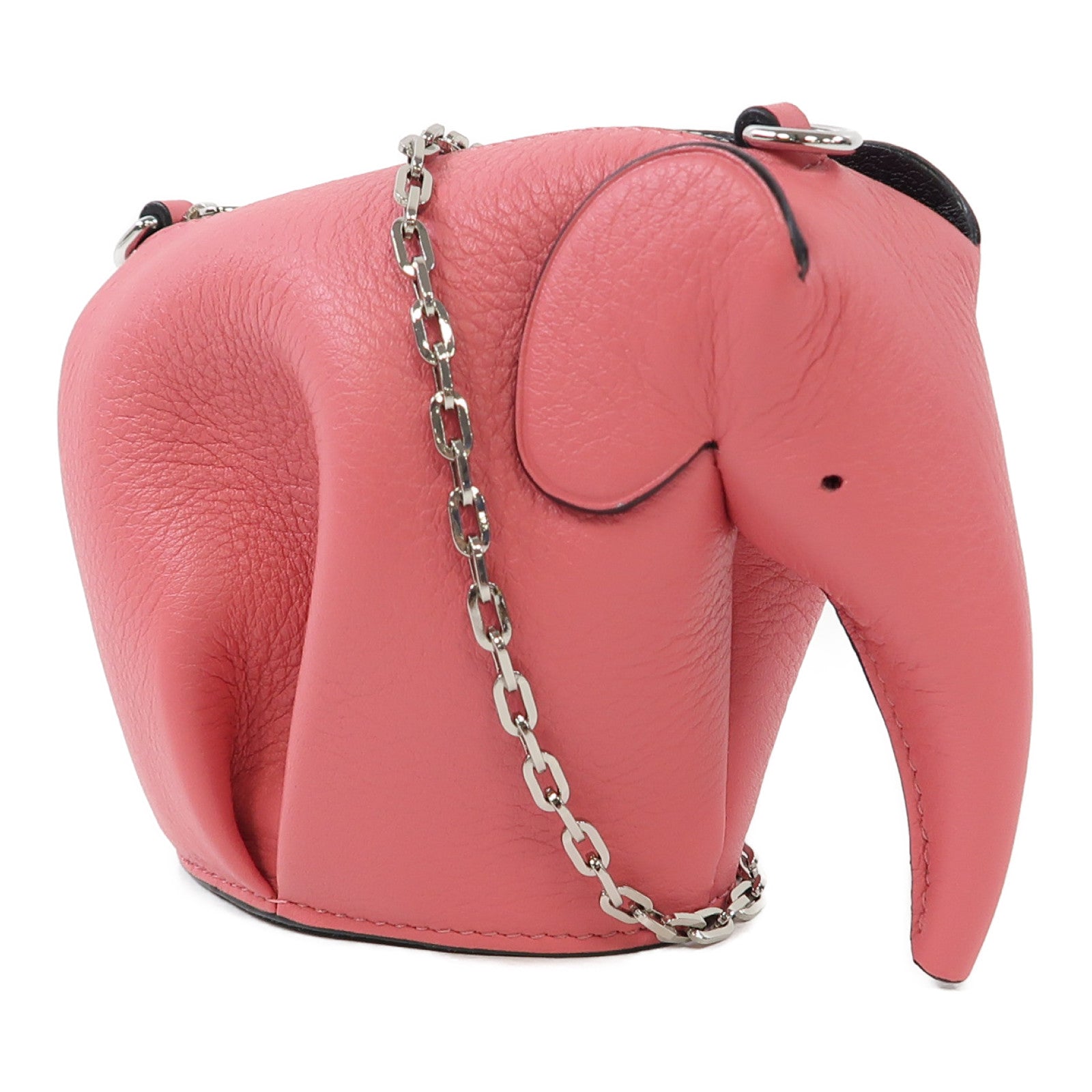 LOEWE 牛皮皮革Elephant Chain Bag銀扣鏈帶肩背袋粉紅色