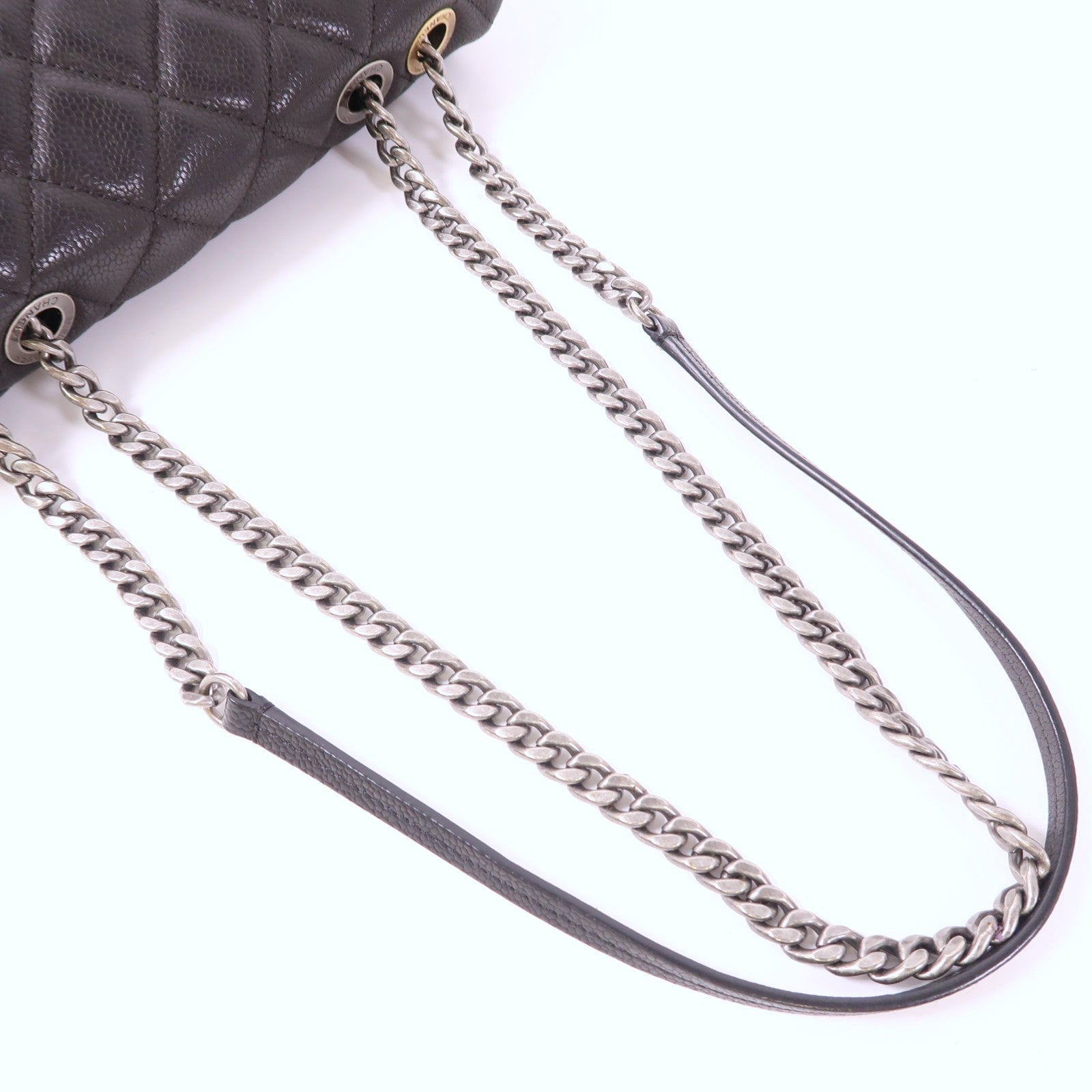 CHANEL 牛皮皮革Shoulder Bag銀扣鏈帶肩背袋
