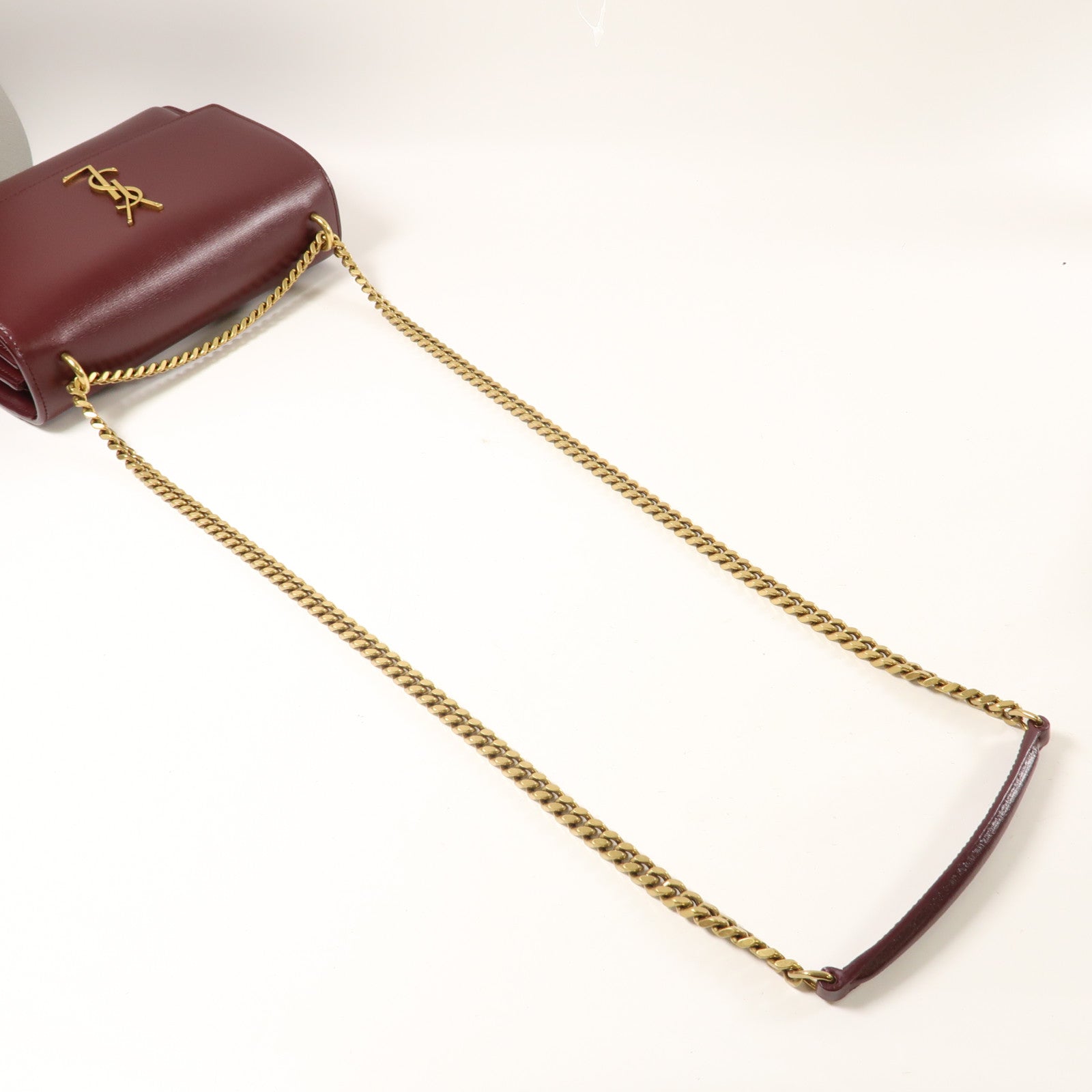 YVES SAINT LAURENT 【激減優惠】牛皮皮革Chain Shoulder金扣鏈帶肩背袋紫色
