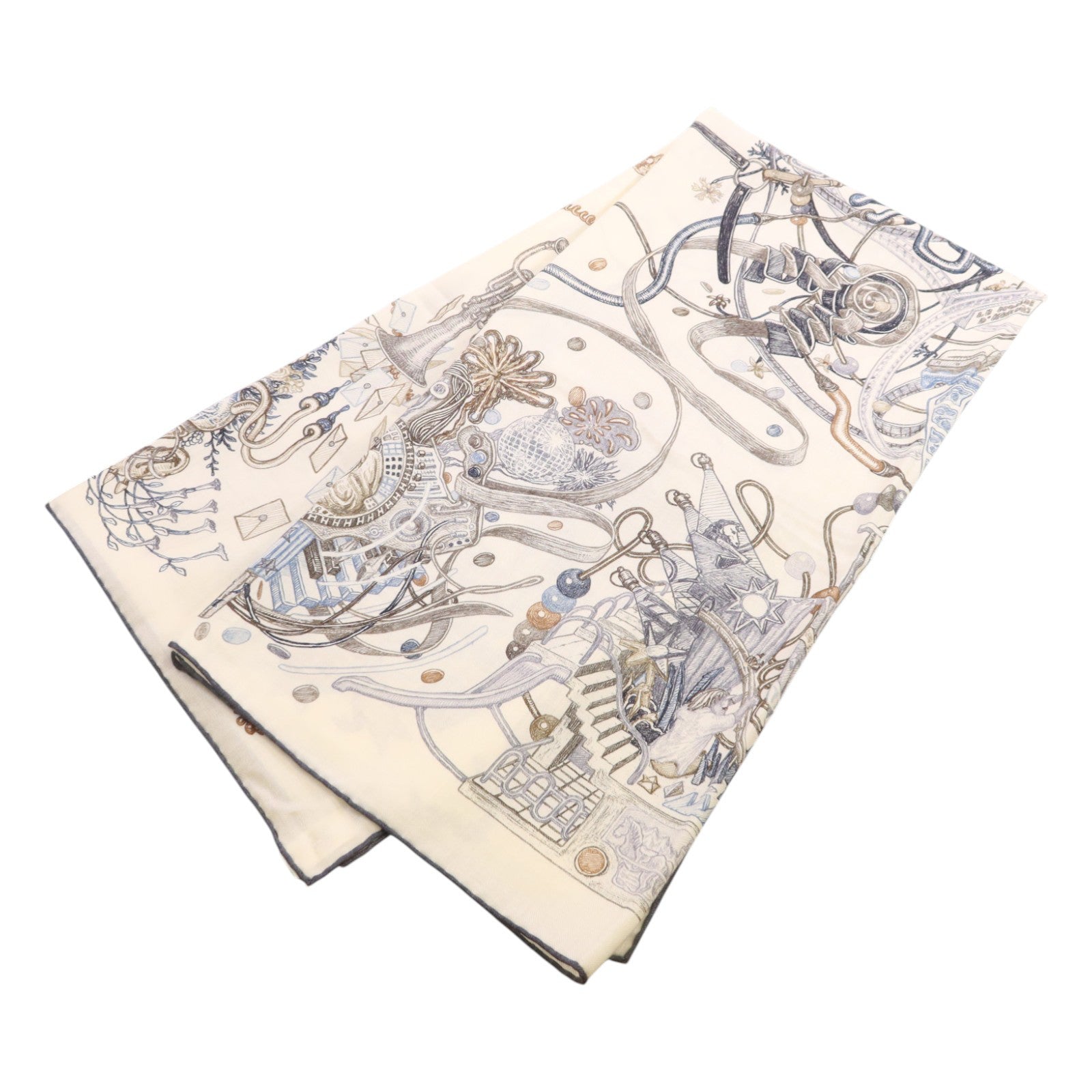HERMES 羊絨/絲質Mors A Jouets Bandana Shawl 140絲巾