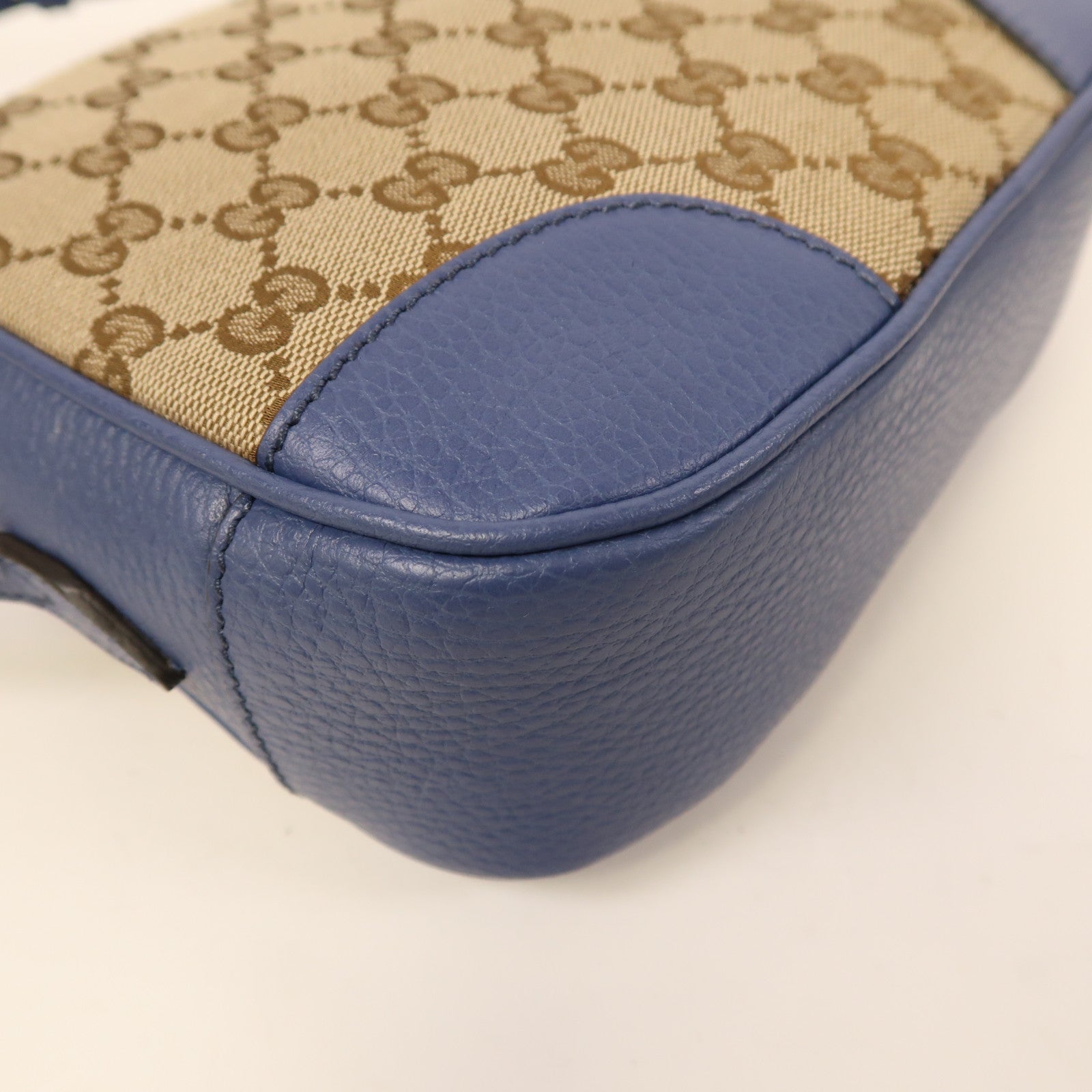 GUCCI GHW Shoulder Bag 449413 GG Canvas Brown Blue