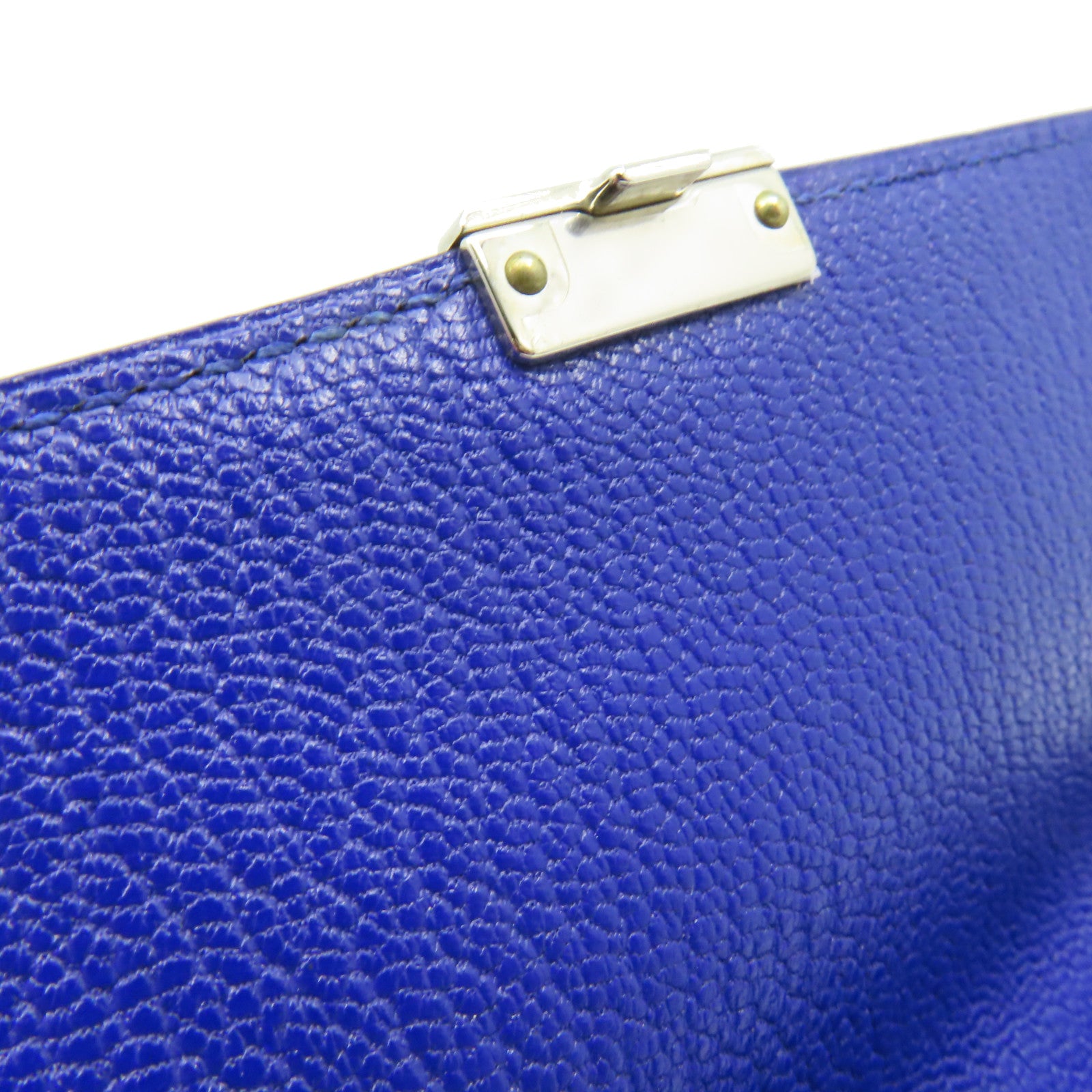 HERMES Chevre皮革Clic 16 Shoulder Bag銀扣肩背袋Bleu Electrique電光藍色