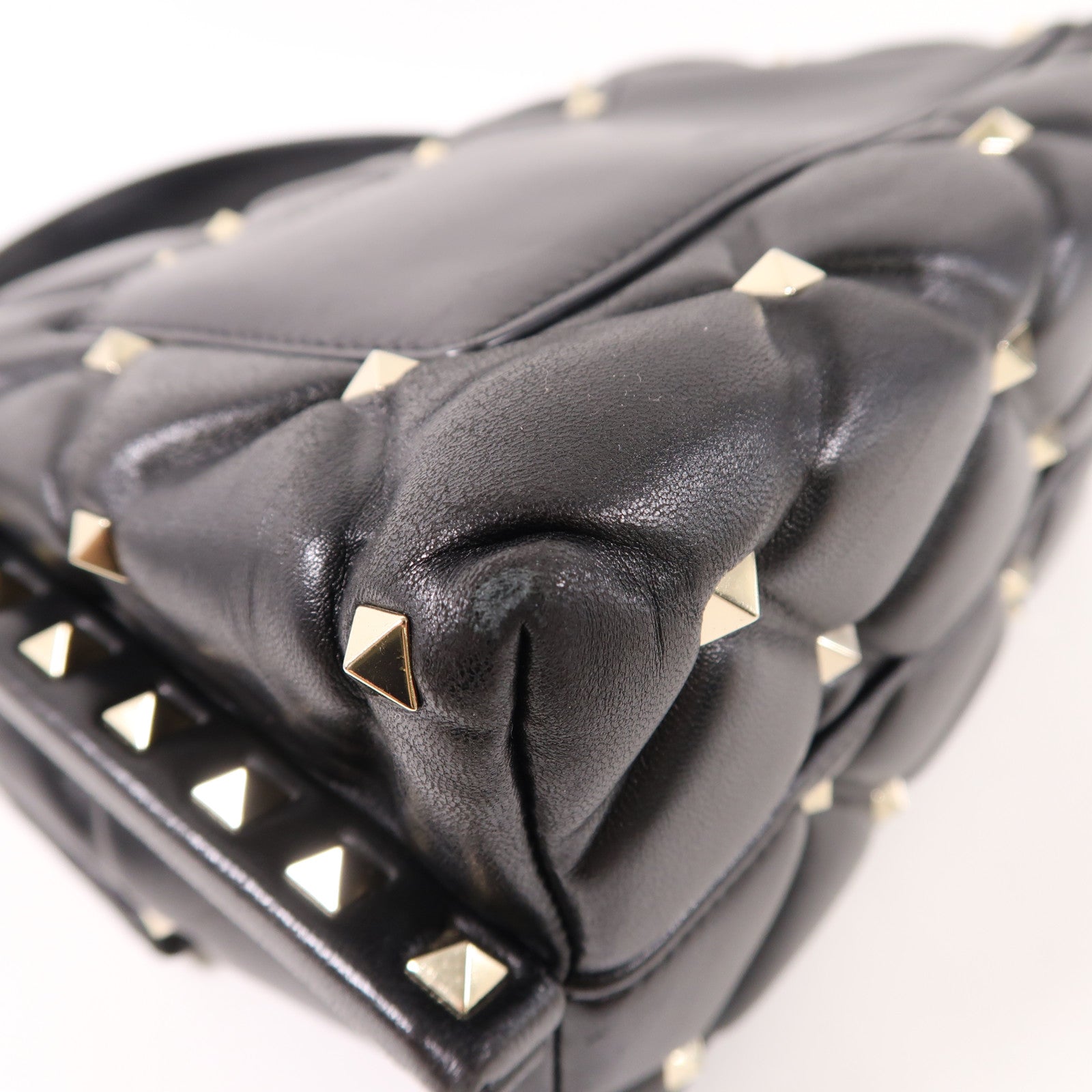 Valentino 牛皮皮革Rockstud Top Handle金扣手挽肩背兩用袋