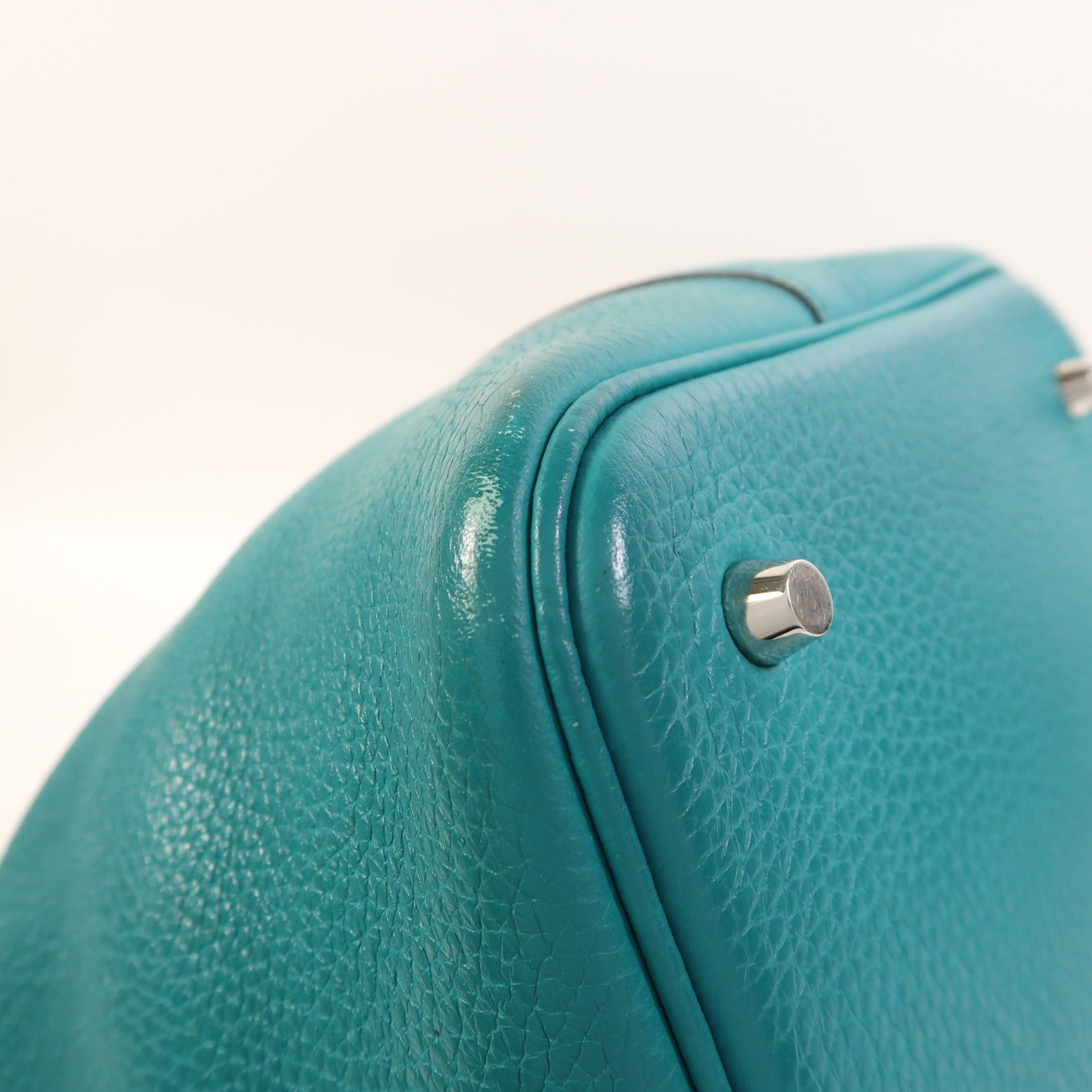 HERMES Clemence皮革Picotin MM銀扣手挽袋Bleu Paon