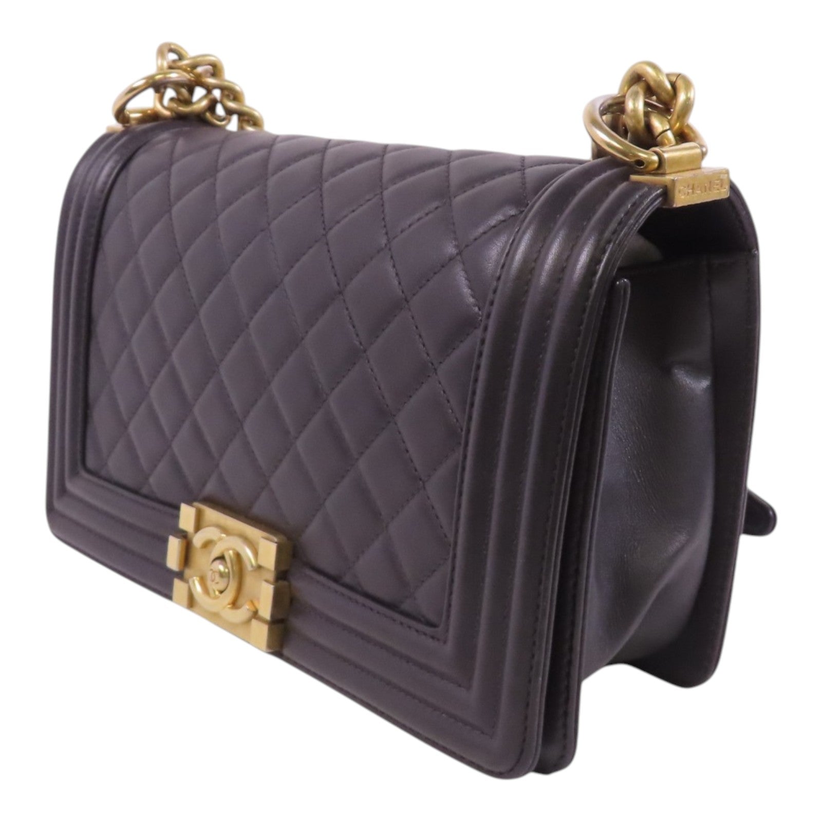 CHANEL 【激減優惠】牛皮皮革Boy Chanel 25金扣鏈帶肩背袋