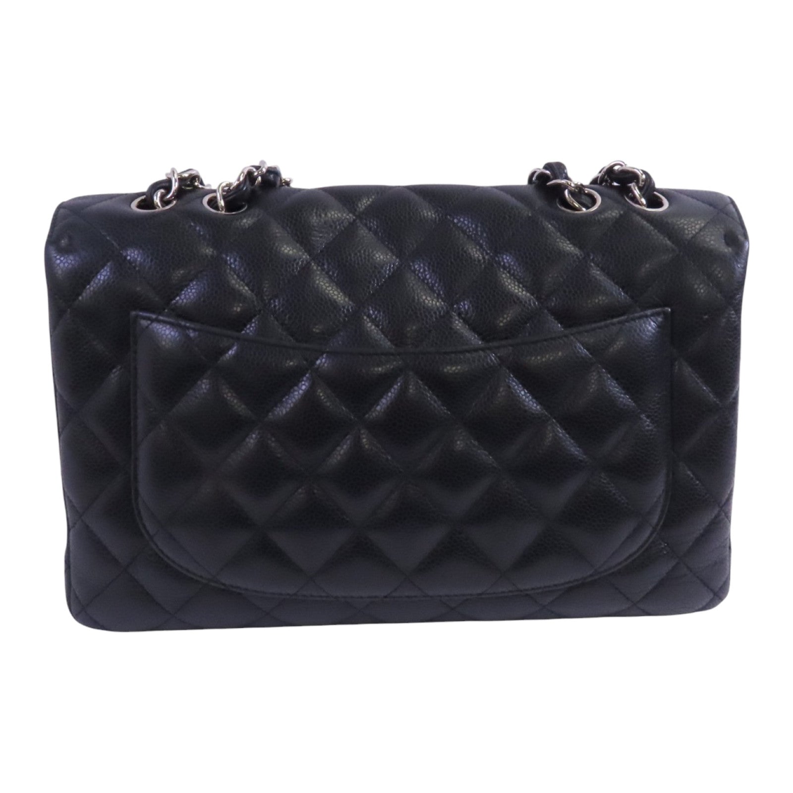 CHANEL 牛皮皮革Large Classic銀扣鏈帶肩背袋