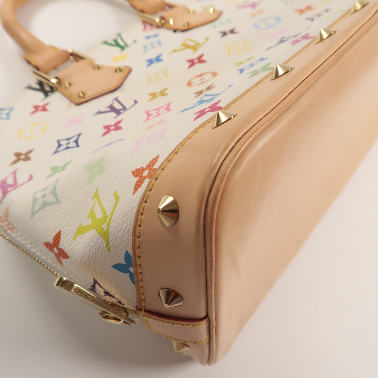LOUIS VUITTON Monogram Multicolore Alma金扣手挽袋白色/彩色