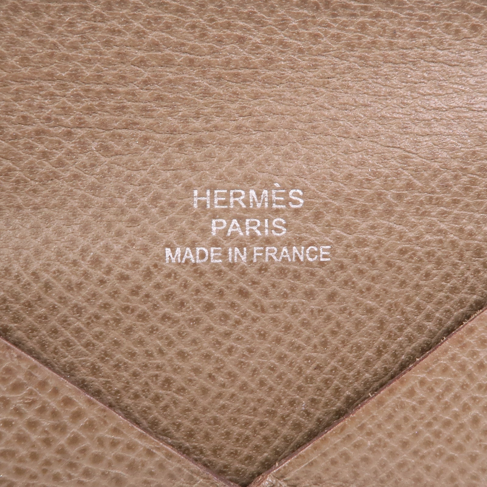 HERMES PHW Calvi Card Holder Card Epsom Leather Etoupe