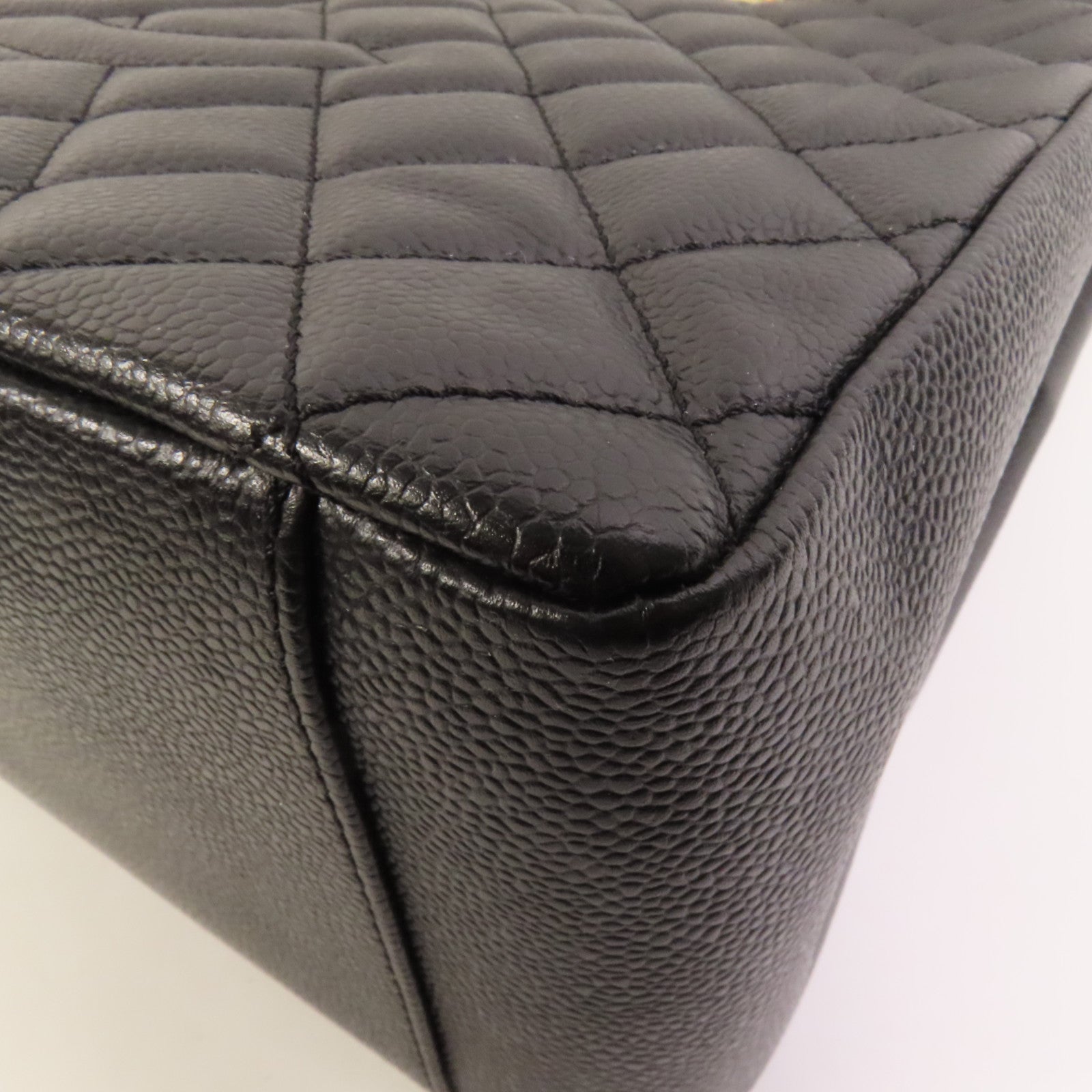 CHANEL 牛皮皮革GST Grand Shopping Tote Bag金扣鏈帶肩背袋