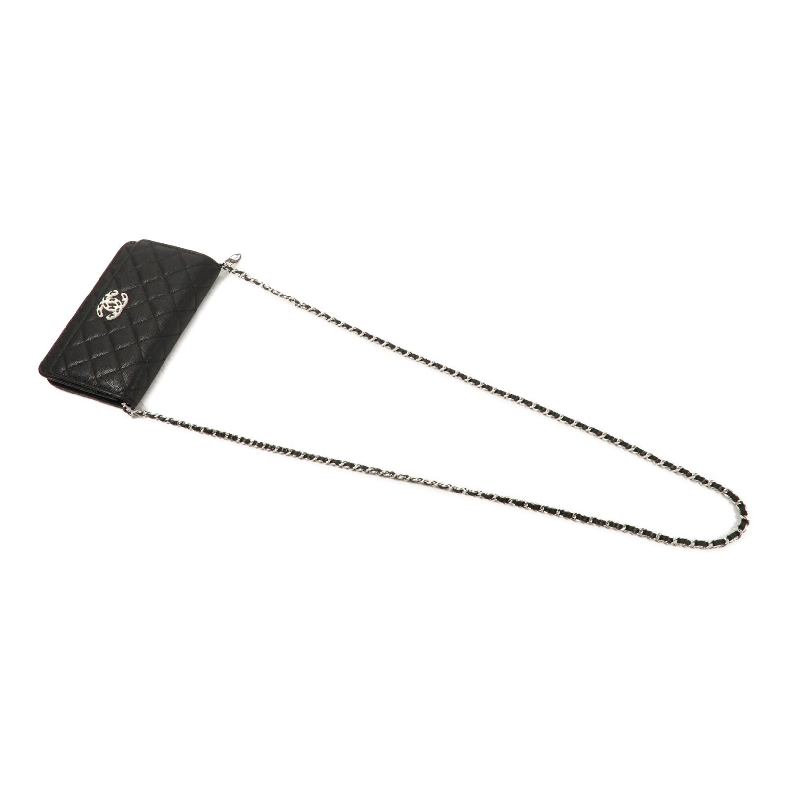 CHANEL 牛皮皮革WOC Wallet On Chain銀扣鏈帶肩背袋