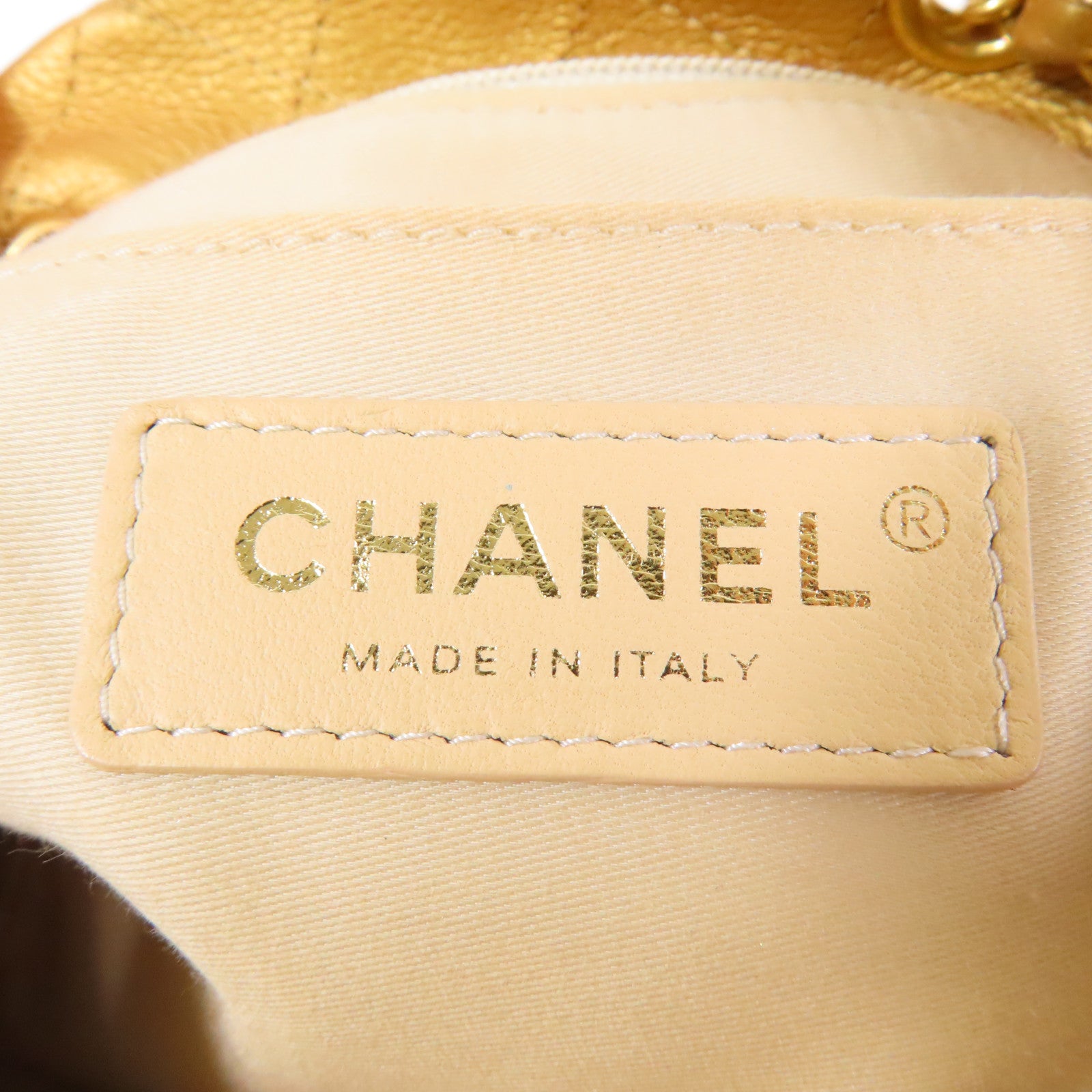 CHANEL 【激減優惠】菱格牛皮皮革Chain Shoulder金扣鏈帶肩背袋金色
