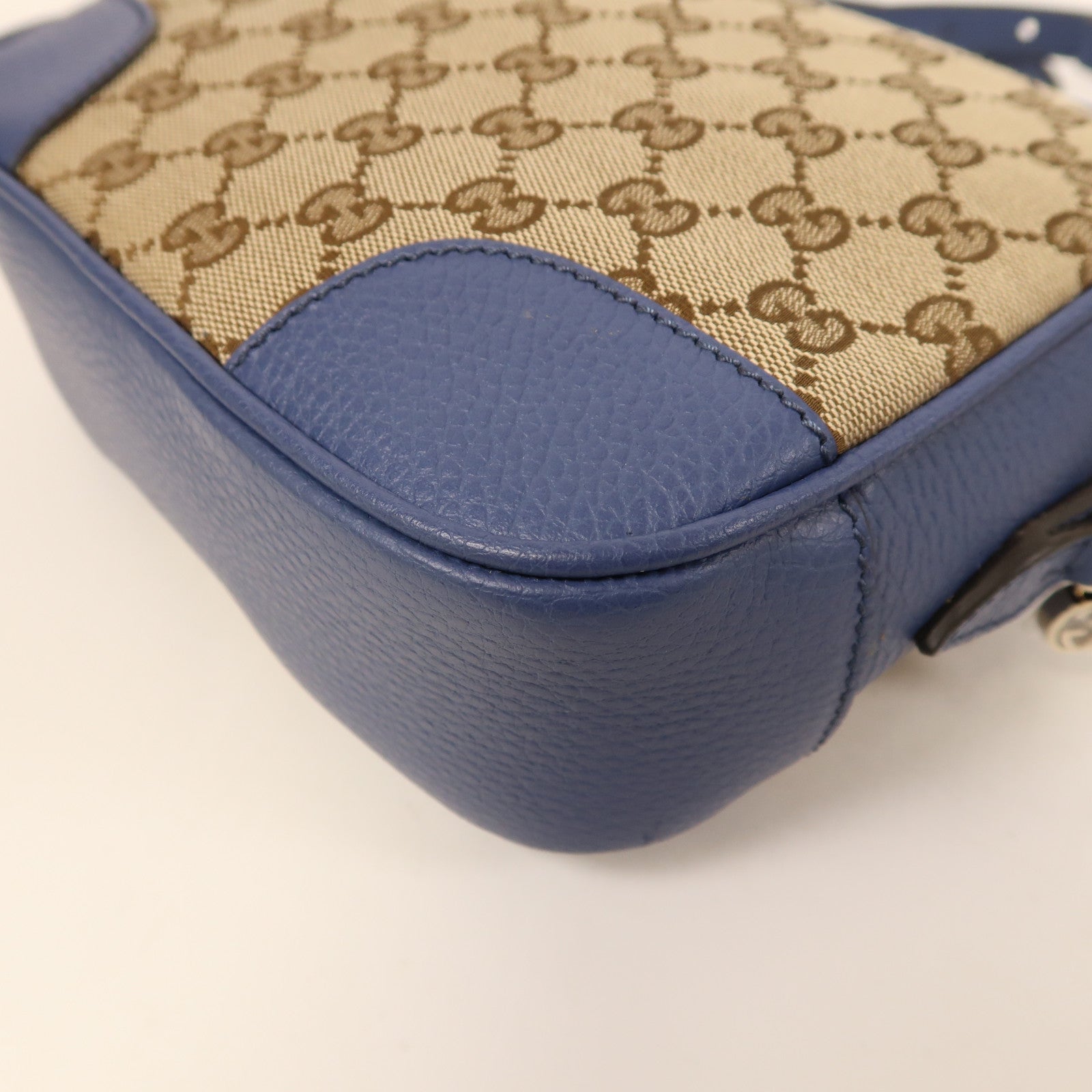 GUCCI GHW Shoulder Bag 449413 GG Canvas Brown Blue