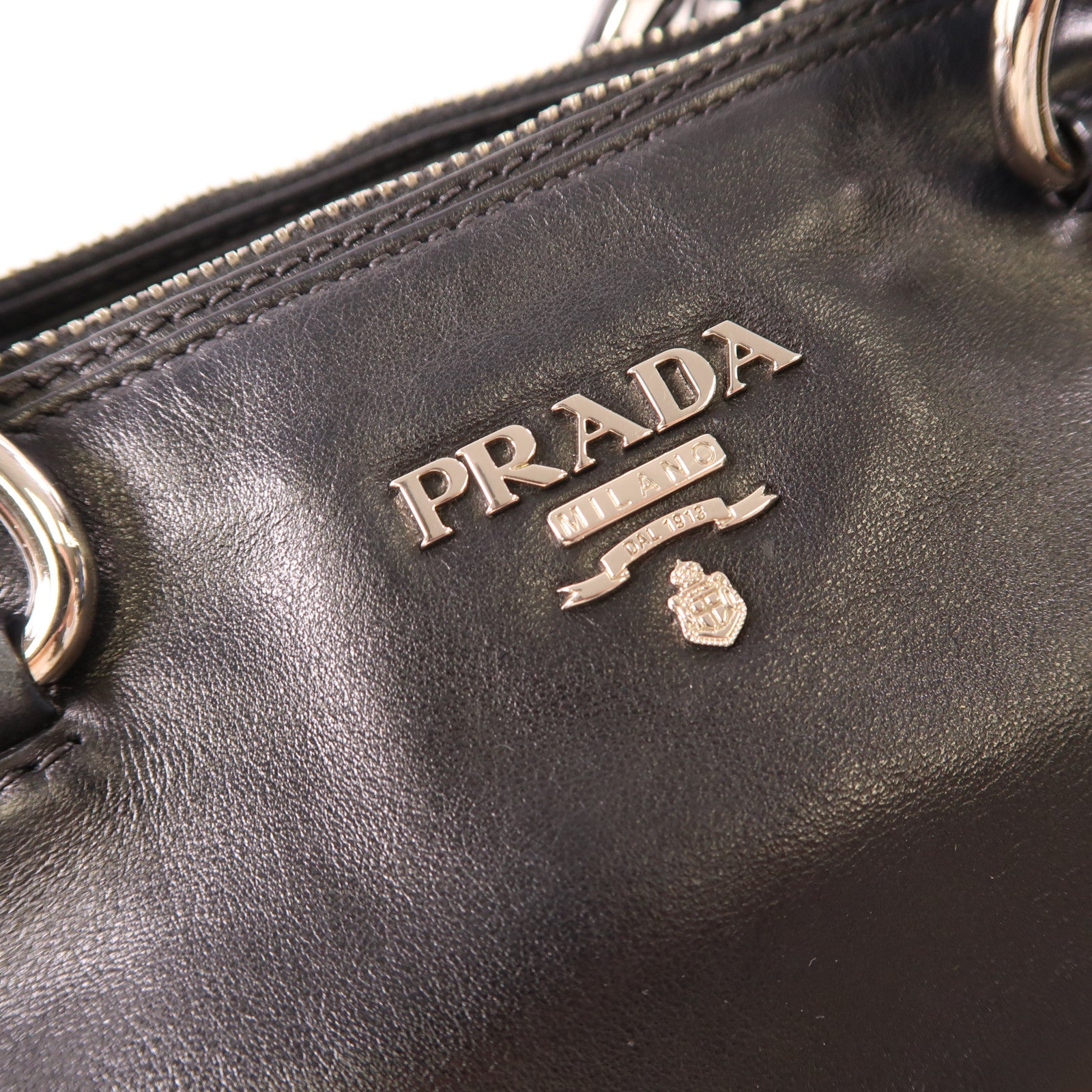 PRADA 牛皮皮革2 Way Shoulder銀扣手挽肩背兩用袋