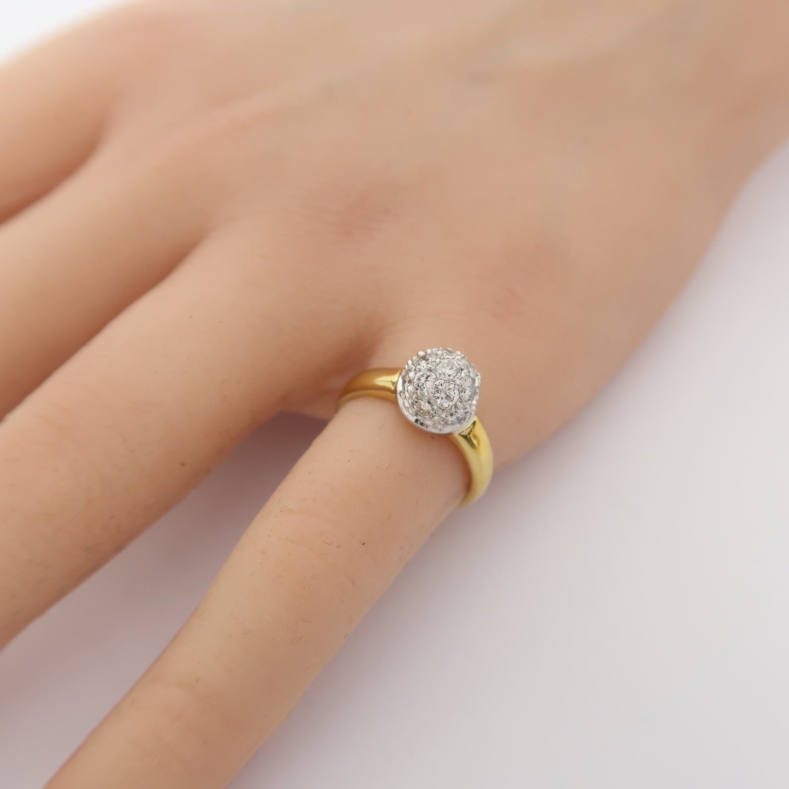 JEWELRY (PRICE DOWN) 0.60ct Diamond 4.3g Ring 18K Yellow Gold US#4.25