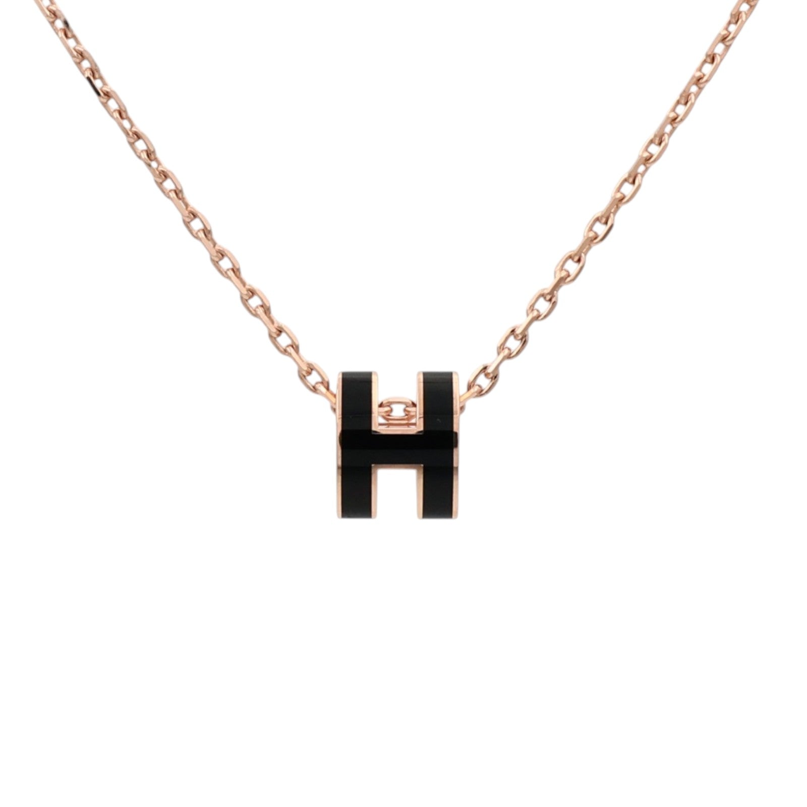 HERMES 金屬/琺瑯Mini Pop H Necklace項鍊Noir