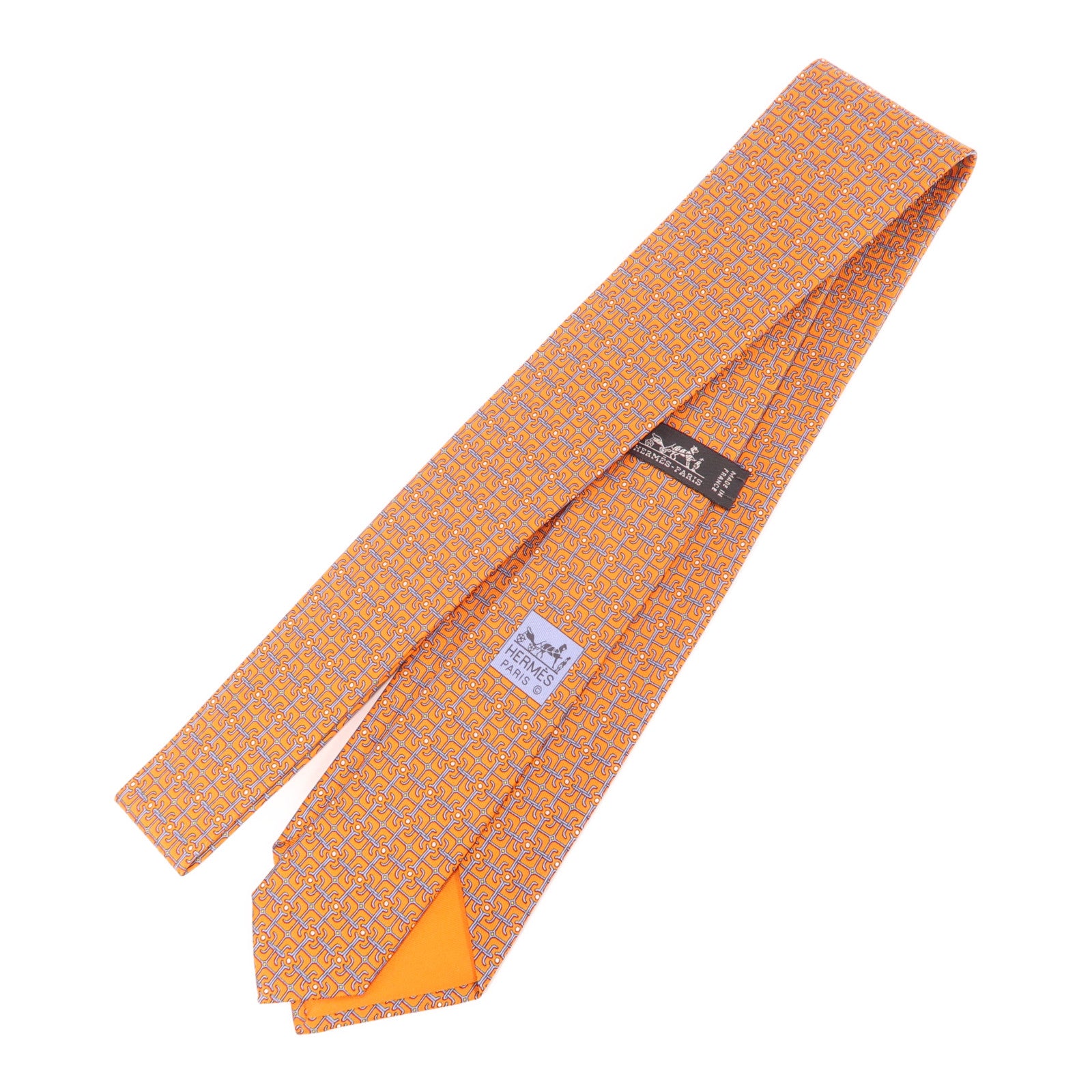 HERMES 絲質Tie領帶橙色