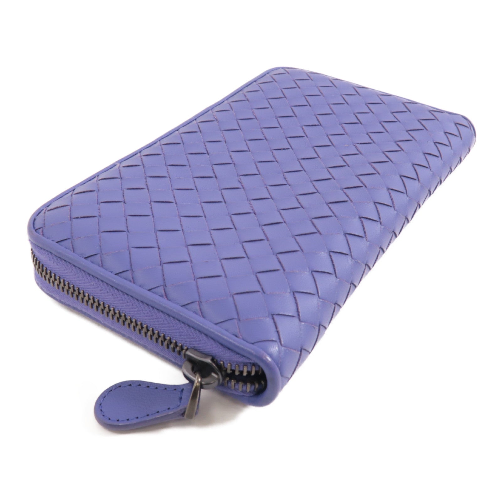 BOTTEGA VENETA 【激減優惠】織紋皮革Zipped Long Wallet長錢包紫色