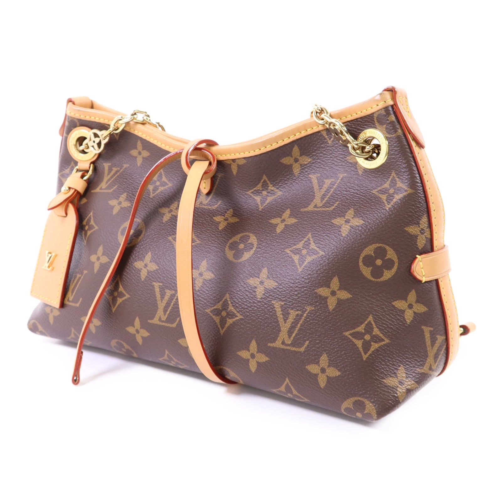 LOUIS VUITTON Monogram CarryAll BB金扣鏈帶肩背袋