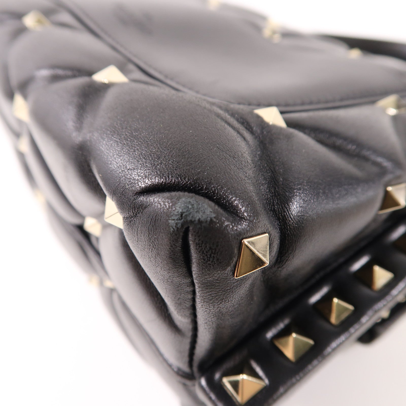 Valentino 牛皮皮革Rockstud Top Handle金扣手挽肩背兩用袋