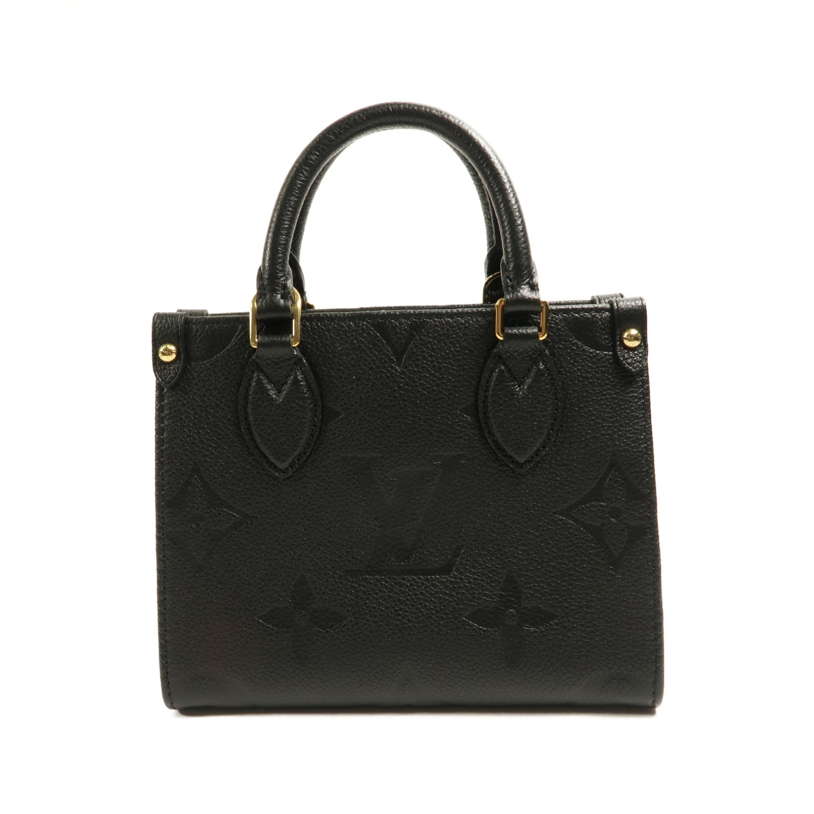 LOUIS VUITTON Monogram Empreinte On The Go BB金扣手挽肩背兩用袋黑色