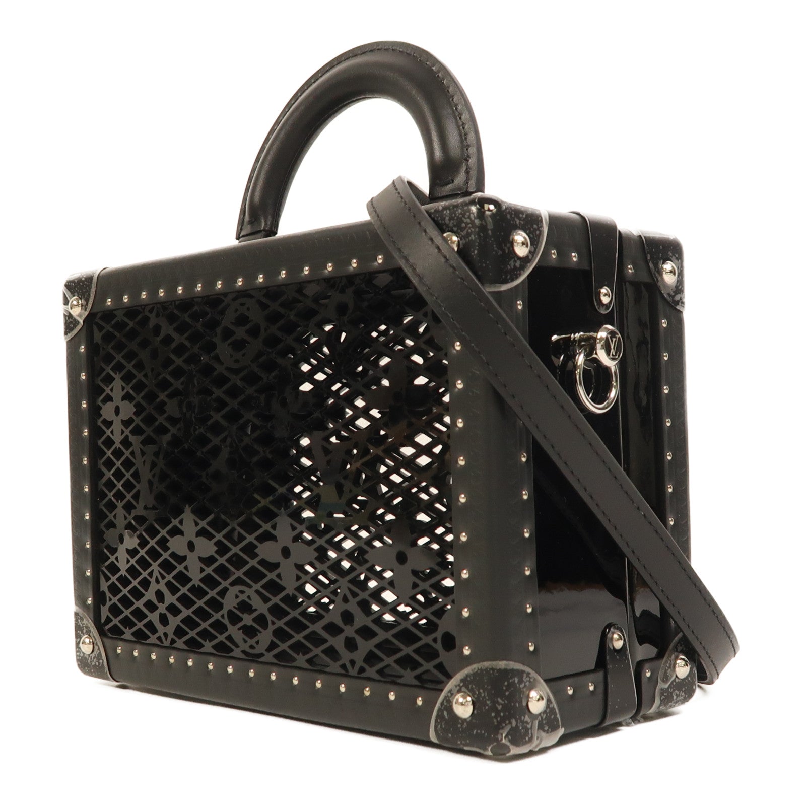 LOUIS VUITTON 牛皮皮革/PVC Petite Valise銀扣手挽肩背兩用袋