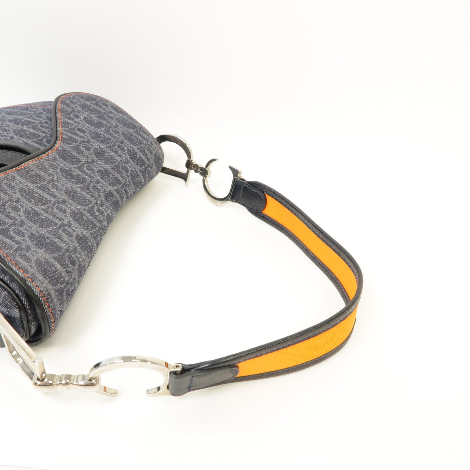 Dior 【激減優惠】牛仔布Saddle銀扣肩背袋深藍色