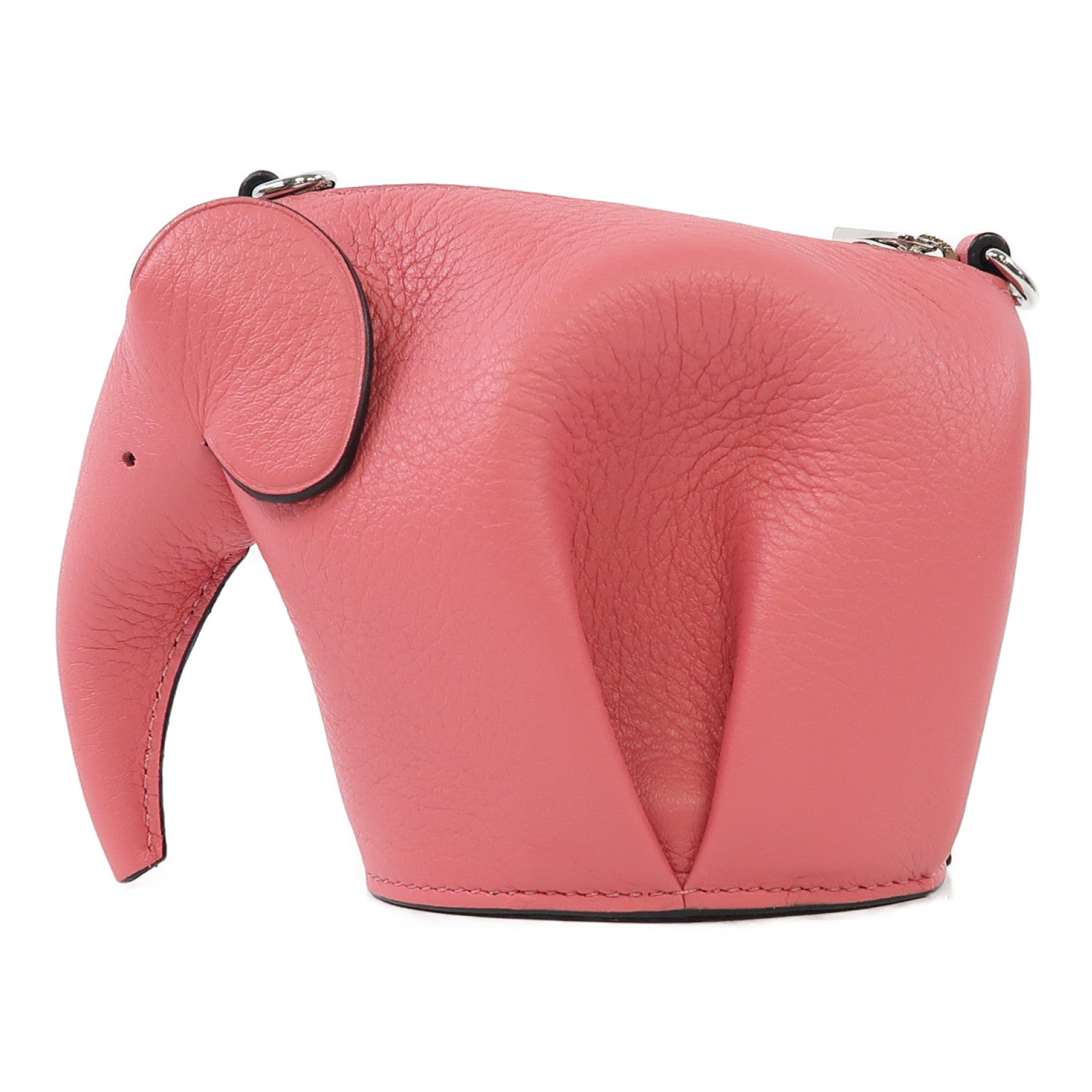LOEWE 牛皮皮革Elephant Chain Bag銀扣鏈帶肩背袋粉紅色