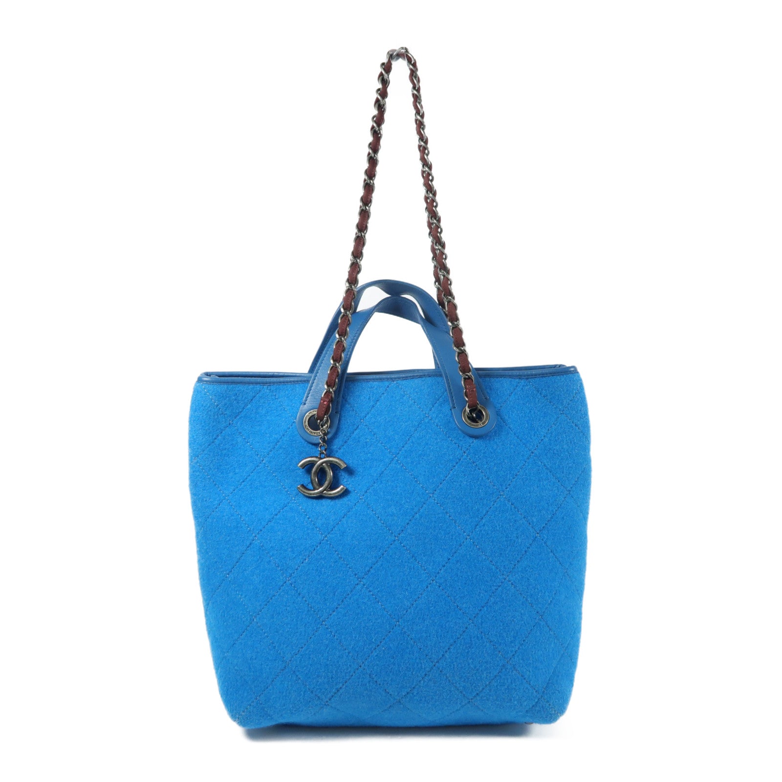 CHANEL 羊毛Chain Shoulder鏈帶手挽肩背兩用袋