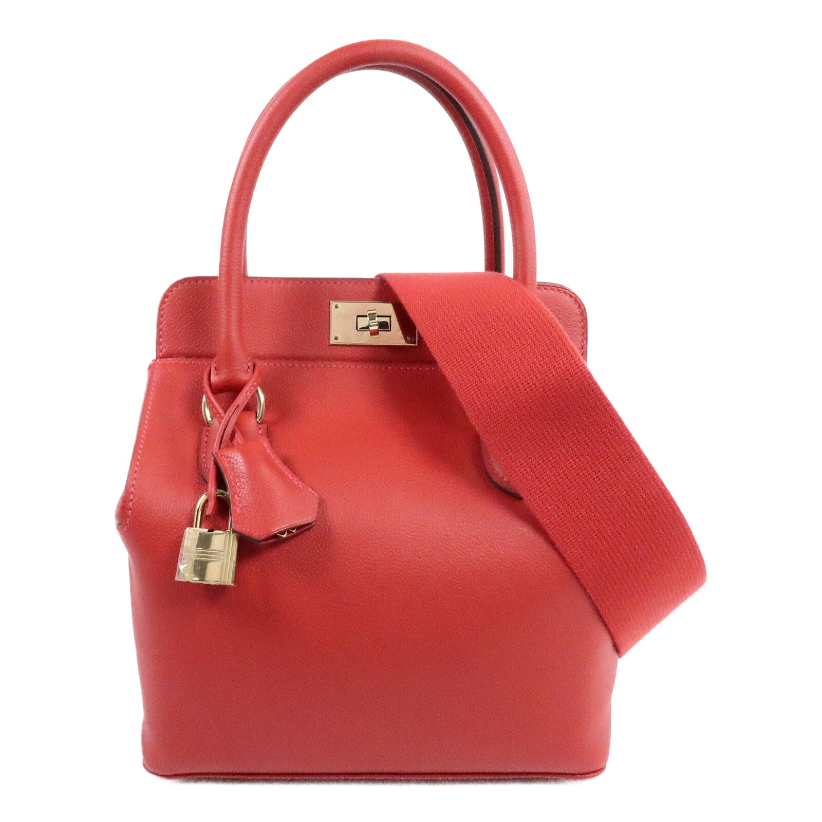 HERMES Evercolor皮革Tool Box 20手挽肩背兩用袋Rouge Casaque