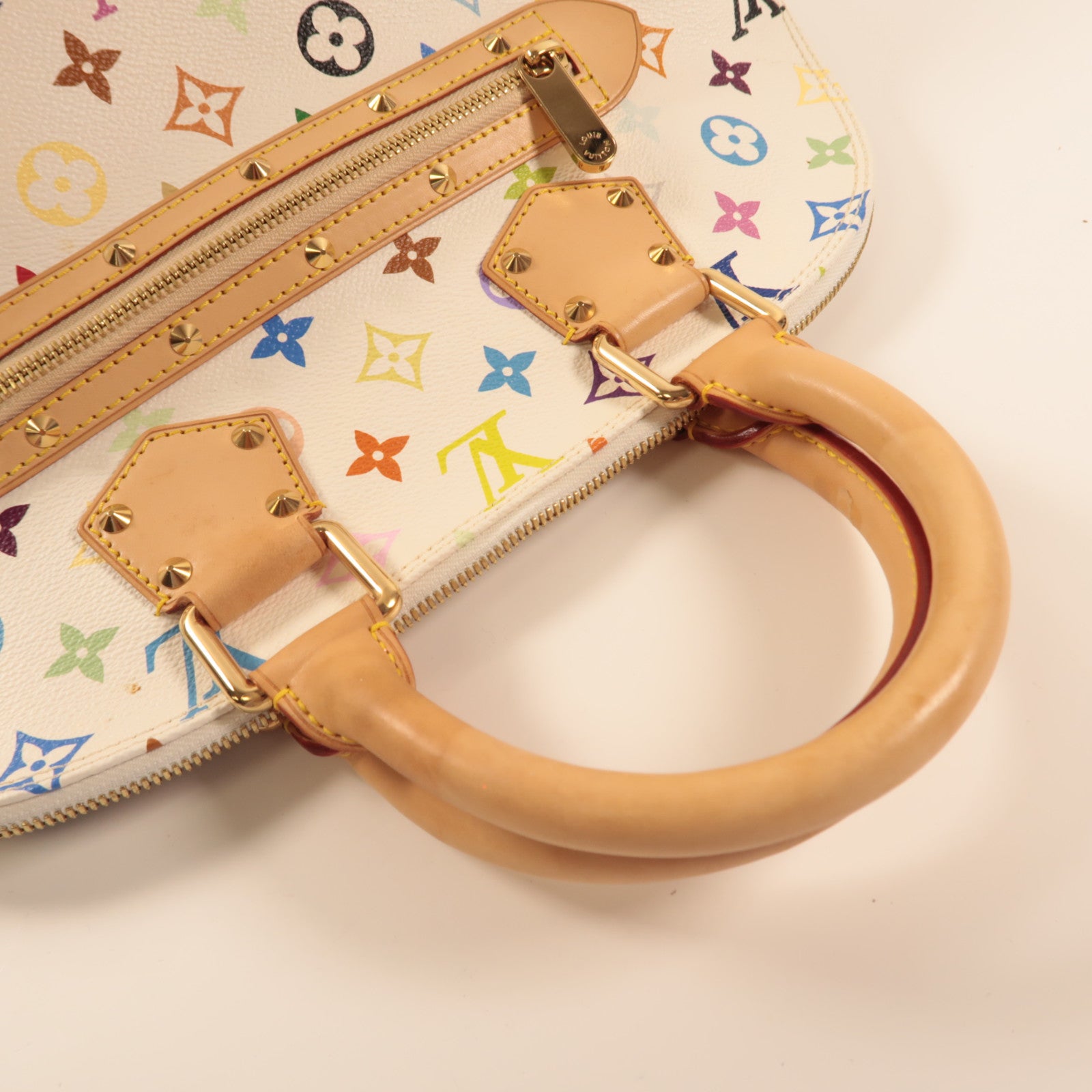 LOUIS VUITTON Monogram Multicolore Alma金扣手挽袋白色/彩色