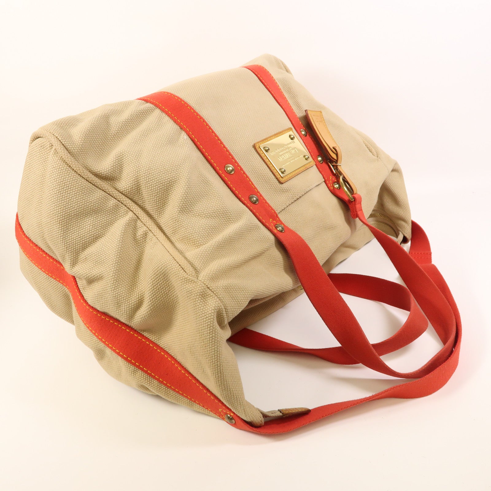 LOUIS VUITTON 帆布Antigua Sac Weekend金扣手挽肩背兩用袋