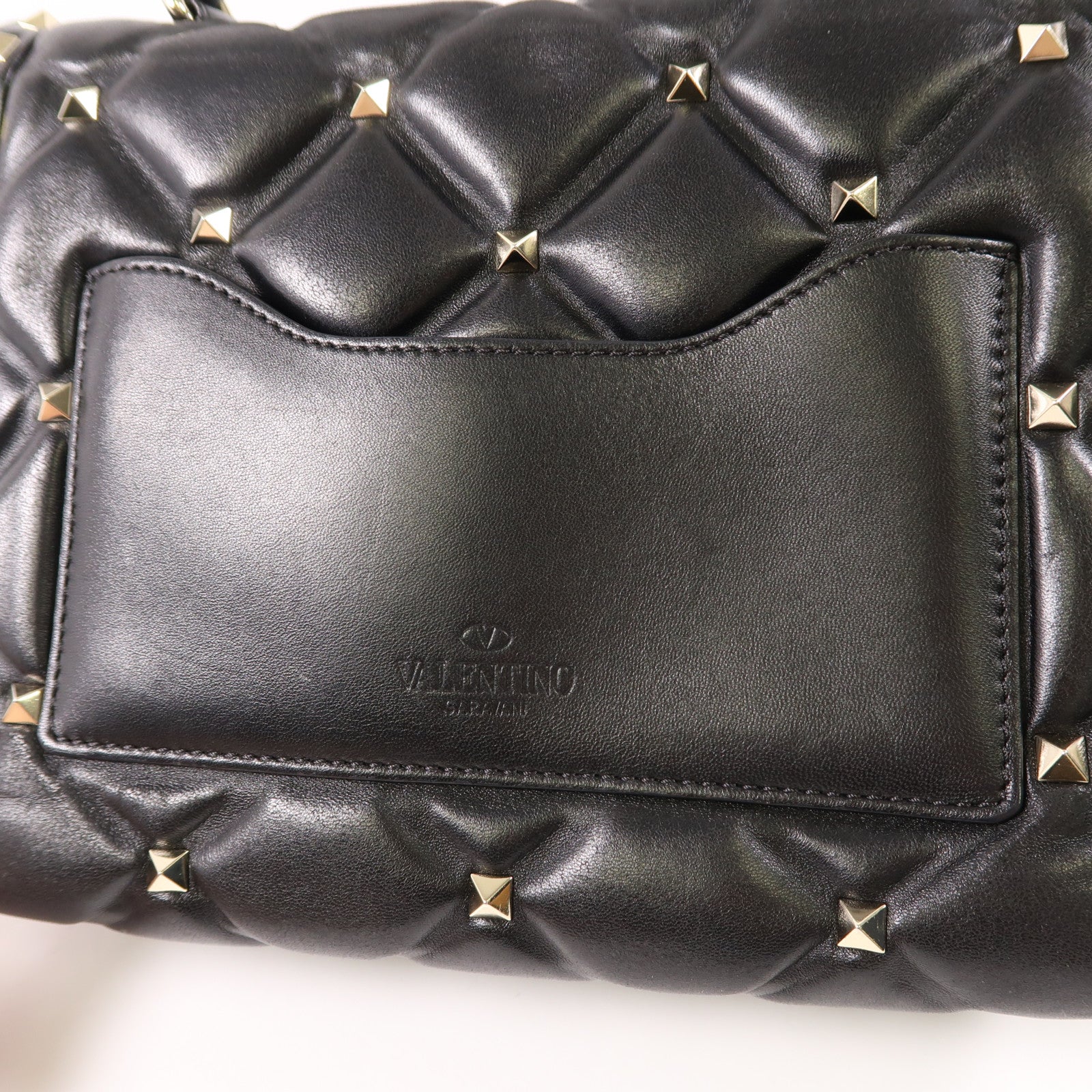 Valentino 牛皮皮革Rockstud Top Handle金扣手挽肩背兩用袋