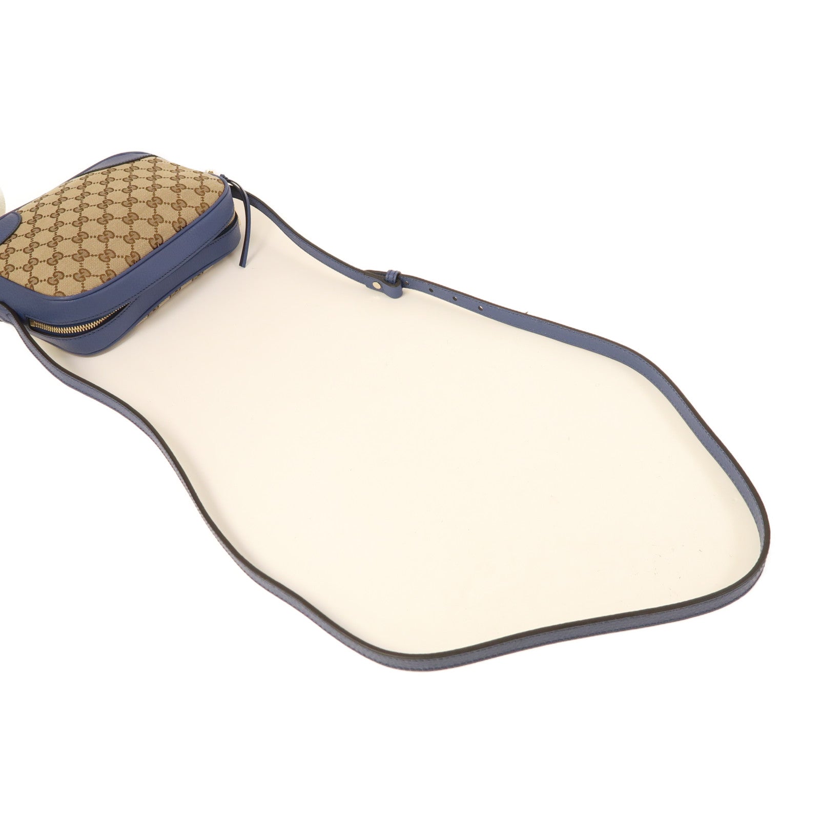 GUCCI GHW Shoulder Bag 449413 GG Canvas Brown Blue