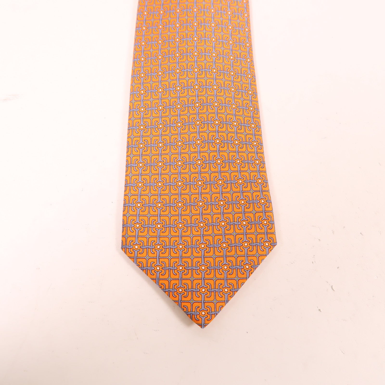 HERMES 絲質Tie領帶橙色