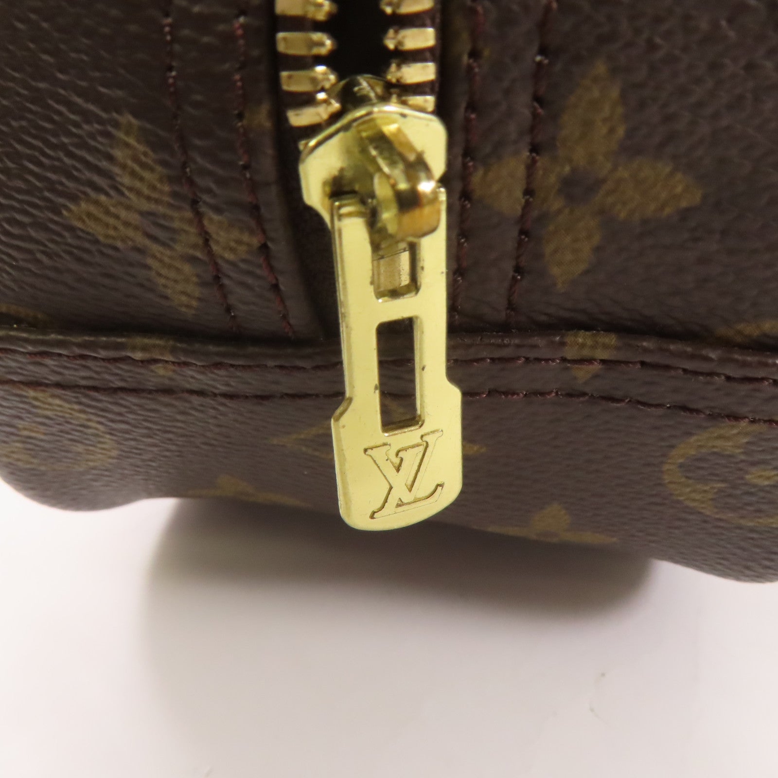 LOUIS VUITTON Monogram Trouville金扣手挽袋棕色