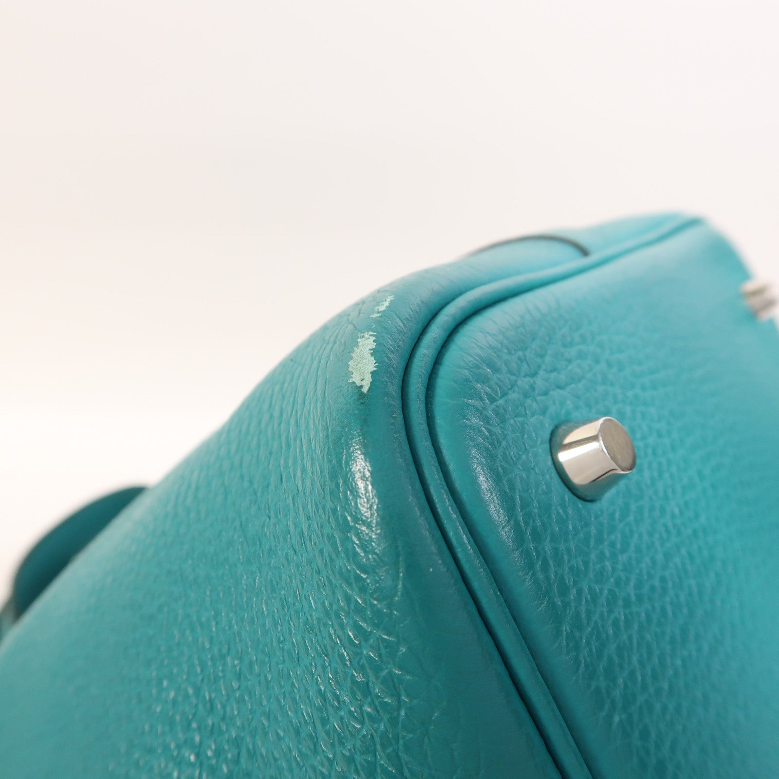 HERMES Clemence皮革Picotin MM銀扣手挽袋Bleu Paon