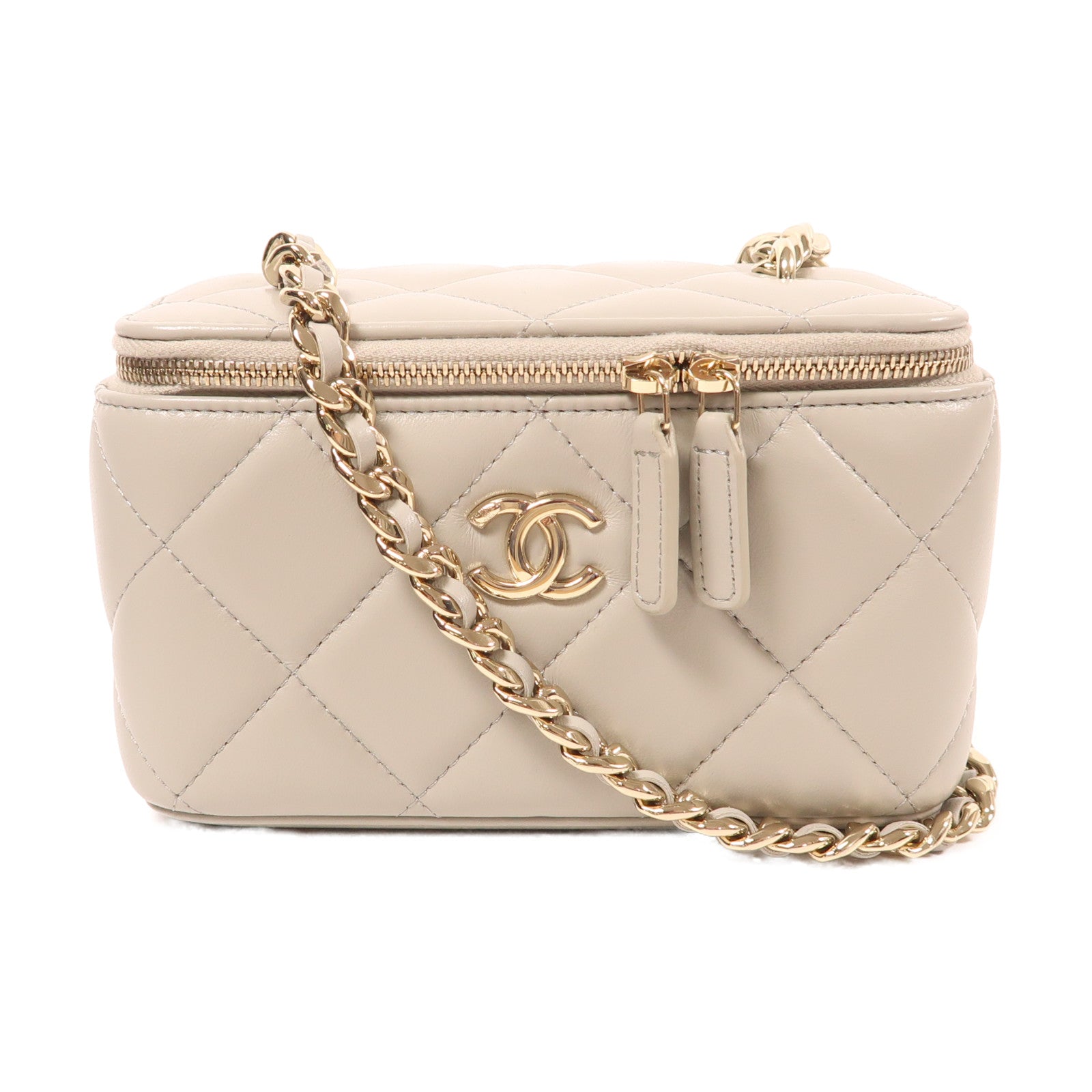 CHANEL【激減優惠】 羊皮皮革Vanity Case金扣鏈帶肩背袋