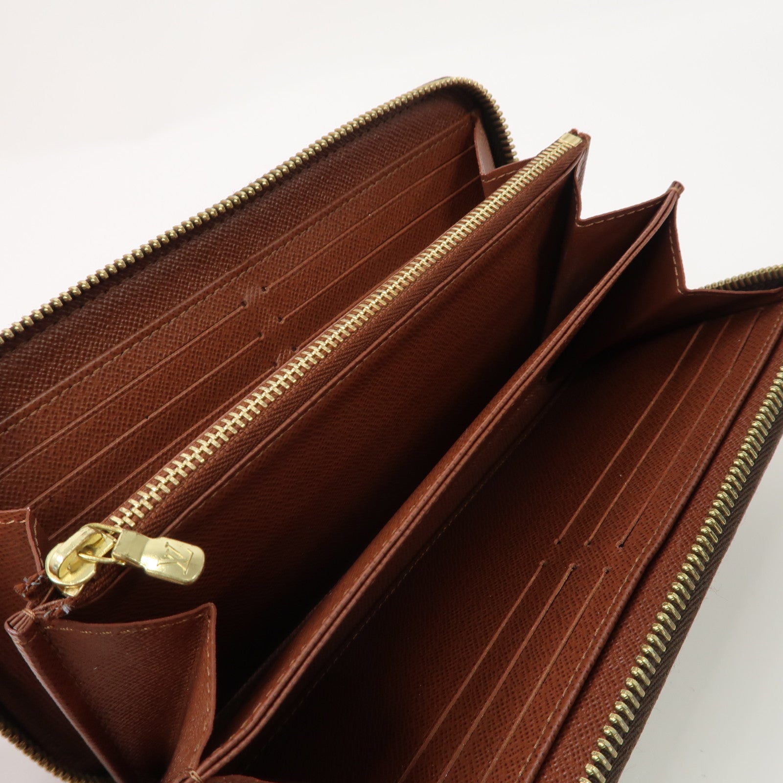 LOUIS VUITTON Monogram Zippy Wallet金扣拉鍊長錢包啡色
